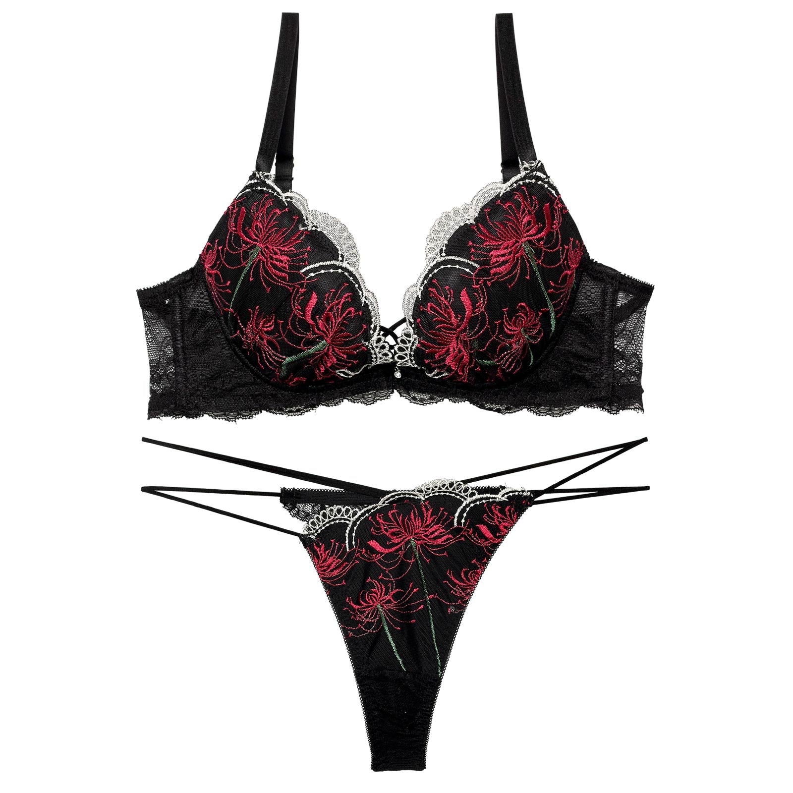 10/4再販!【Reinest】スパイダーリリーレースブラジャー&バック透けTバックショーツ