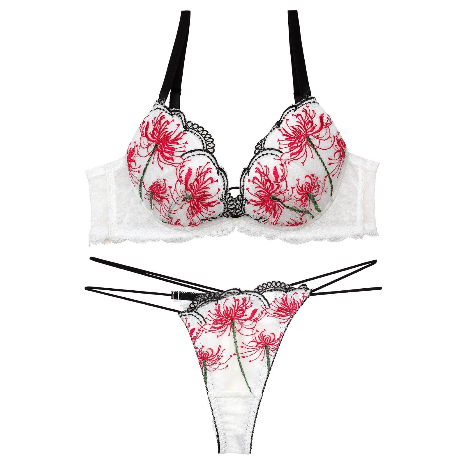 3/7再販!【Reinest】スパイダーリリーレースブラジャー&バック透けTバックショーツ