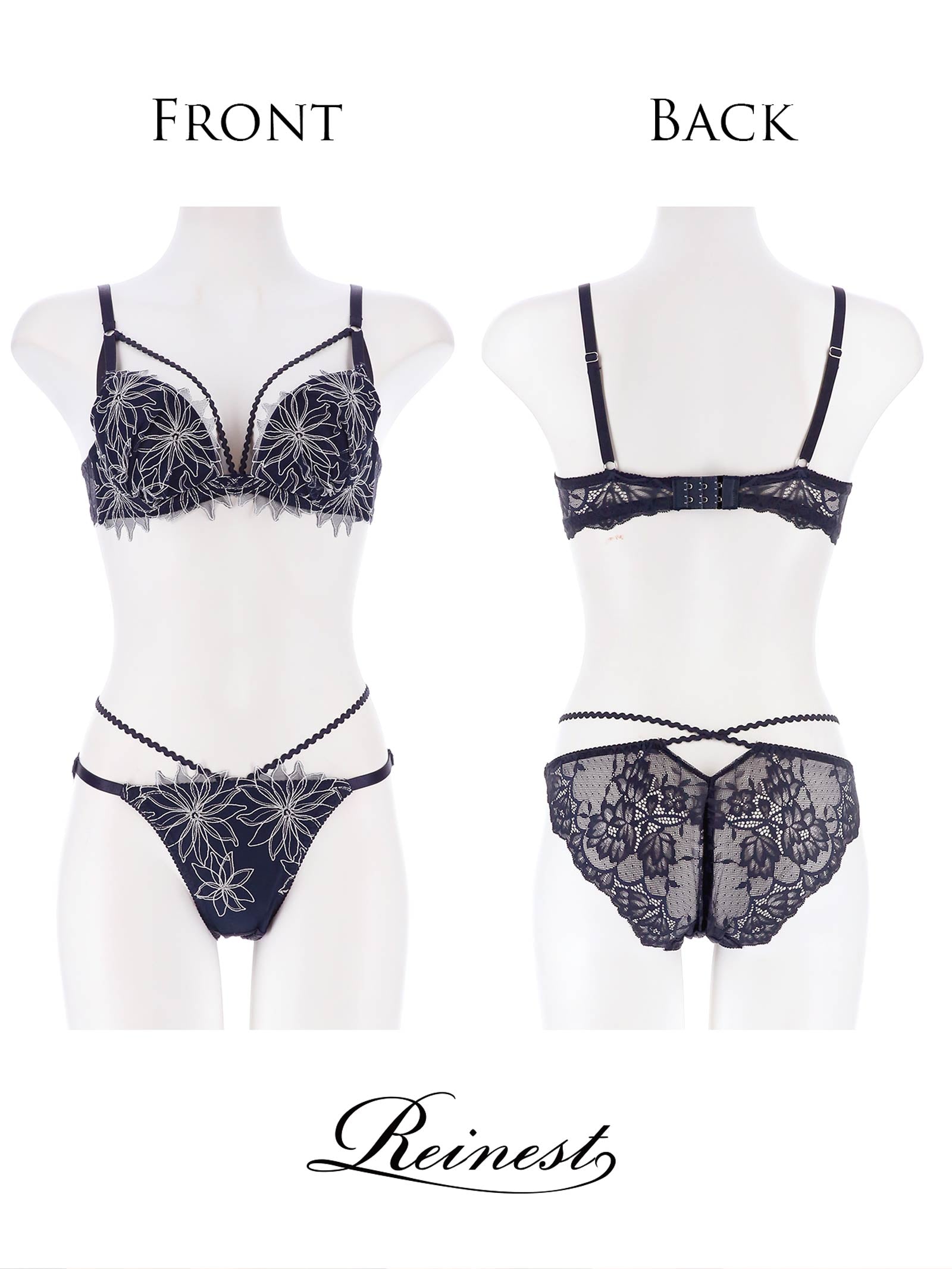 キムボラム着用【Reinest】クリスタルフラワーストリングブラジャー&バック透けフルバックショーツ - 【公式】247Lingerie