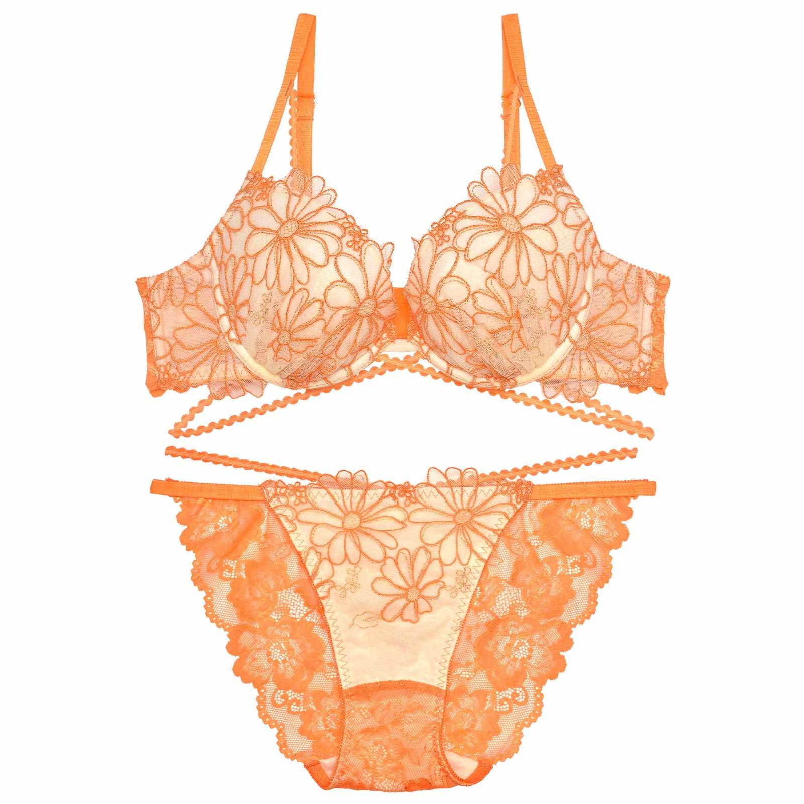 【Reinest】フェミニンシアーマーガレットブラジャー&バック透けフルバックショーツ