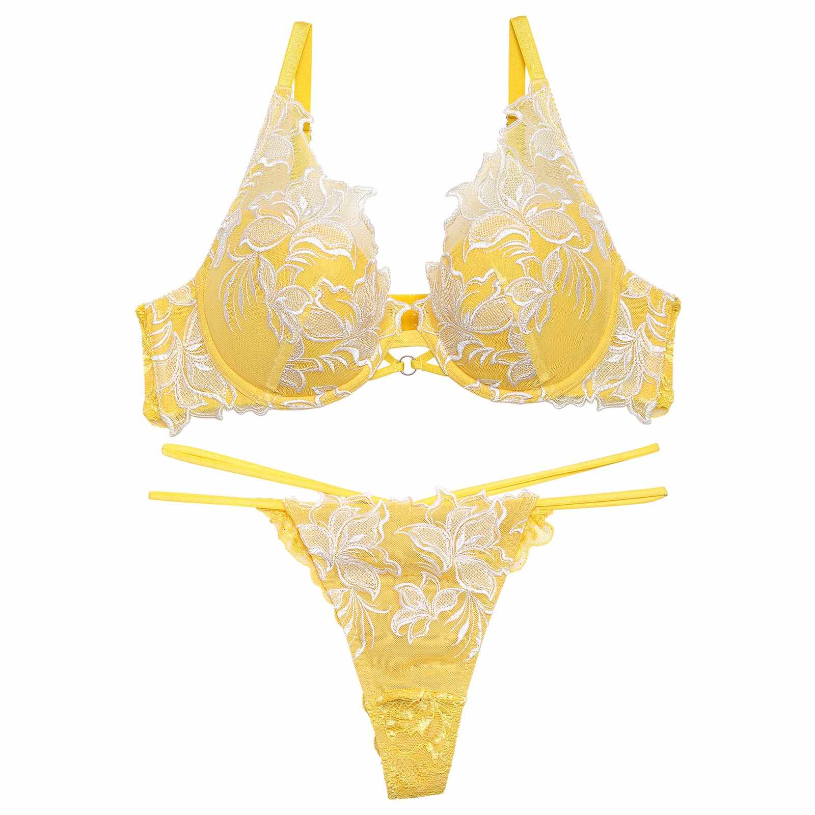 【Reinest】コンフォートシアーリリーブラジャー&バック透けTバックショーツ