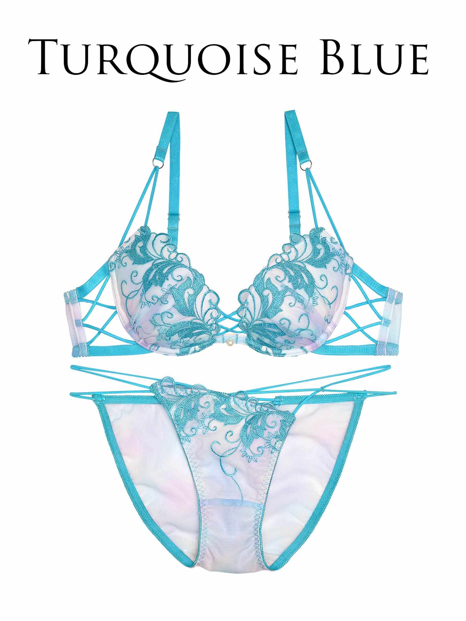 【Reinest】オーロラボタニカルブラジャー&バック透けフルバックショーツ