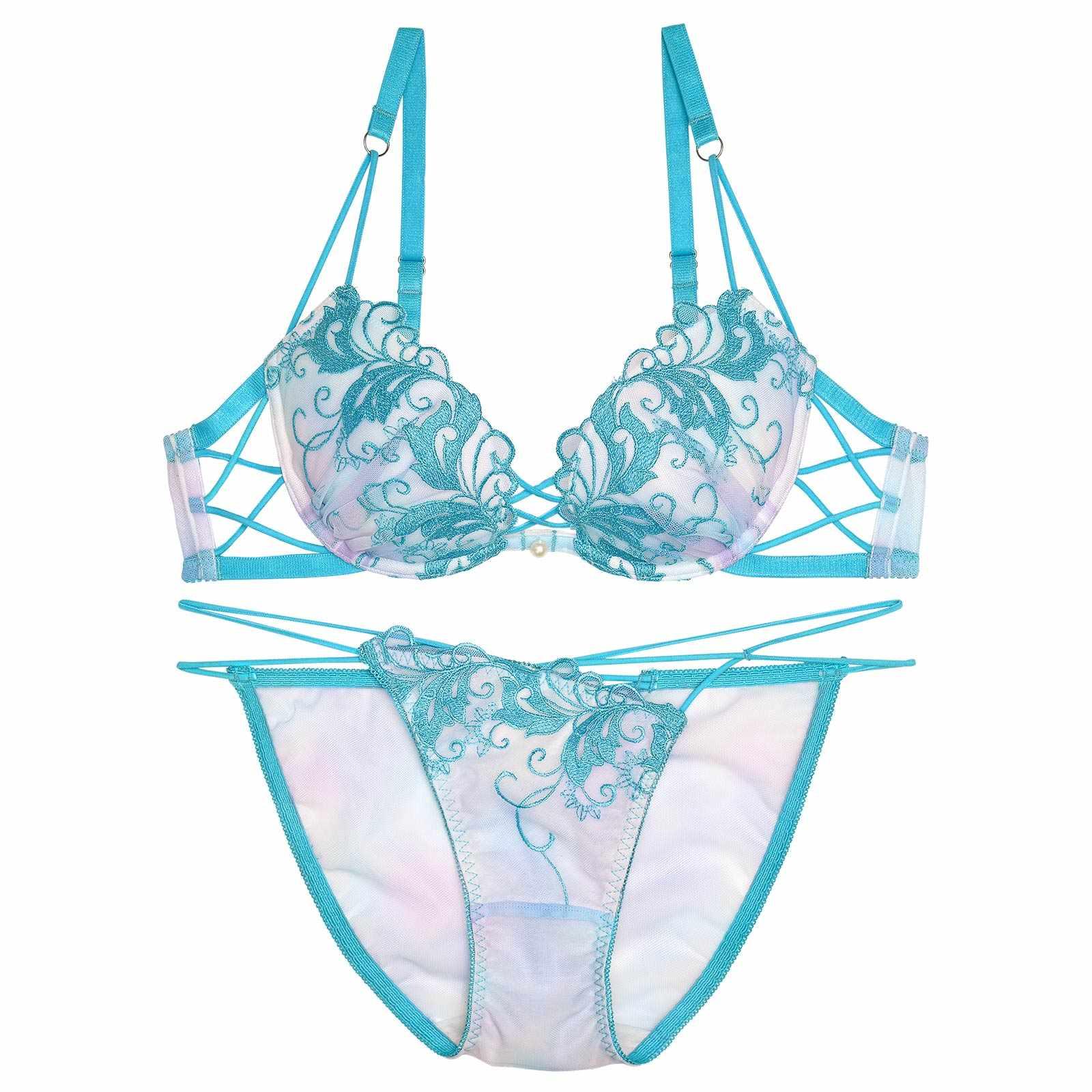 【Reinest】オーロラボタニカルブラジャー&バック透けフルバックショーツ - 【公式】247Lingerie
