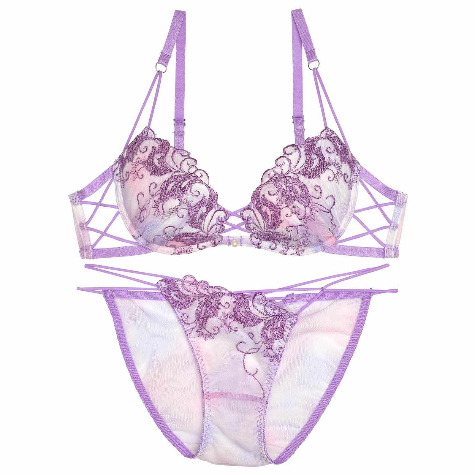 【Reinest】オーロラボタニカルブラジャー&バック透けフルバックショーツ - 【公式】247Lingerie