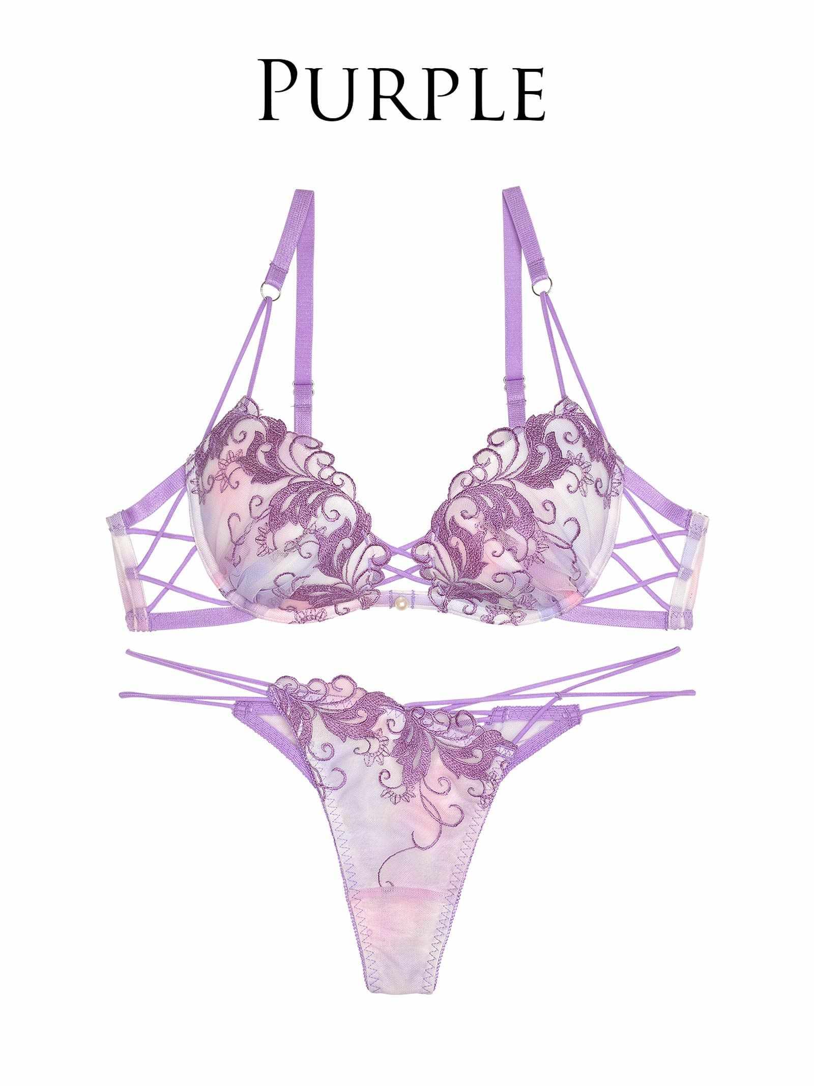 【Reinest】オーロラボタニカルブラジャー&バック透けTバックショーツ - 【公式】247Lingerie