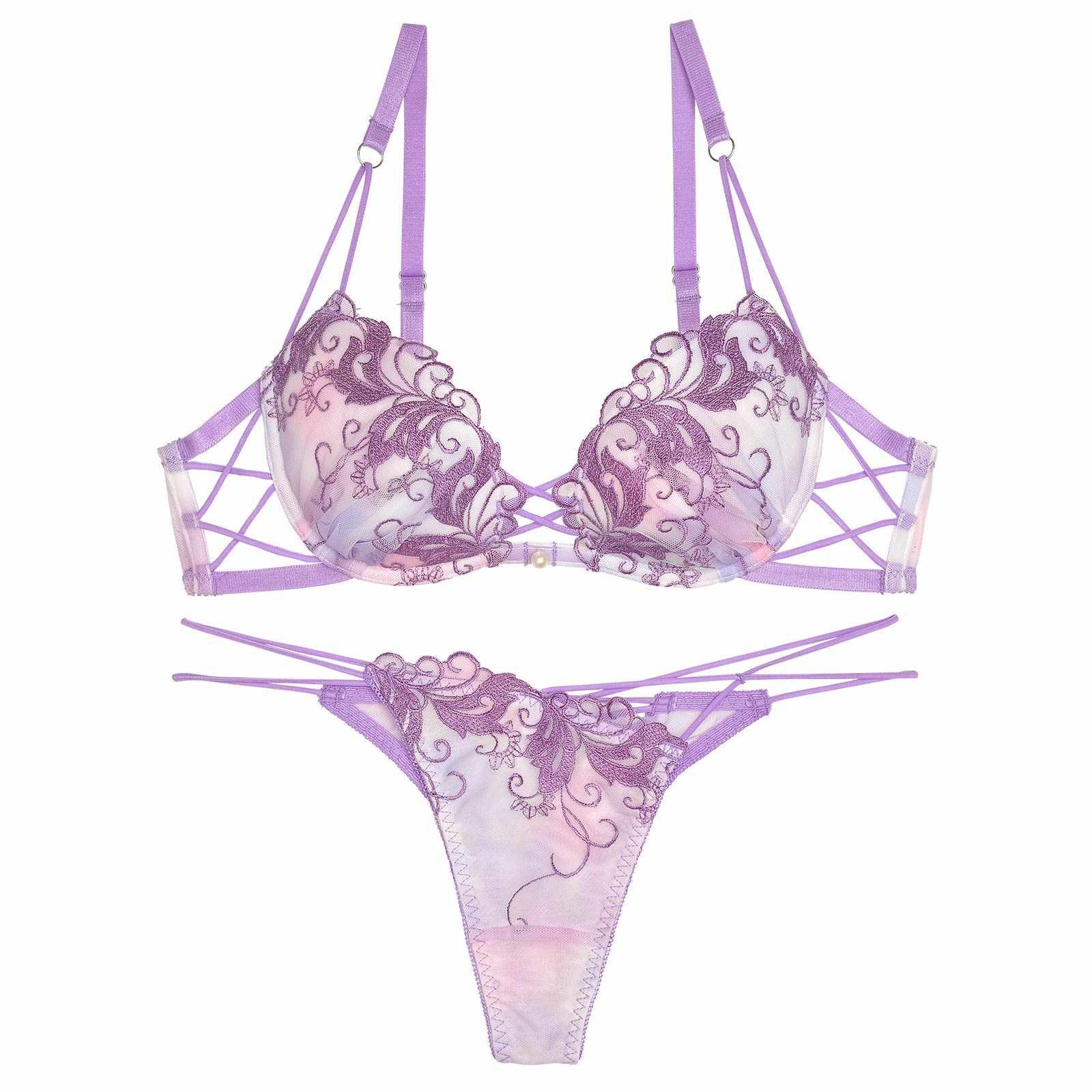 【Reinest】オーロラボタニカルブラジャー&バック透けTバックショーツ - 【公式】247Lingerie