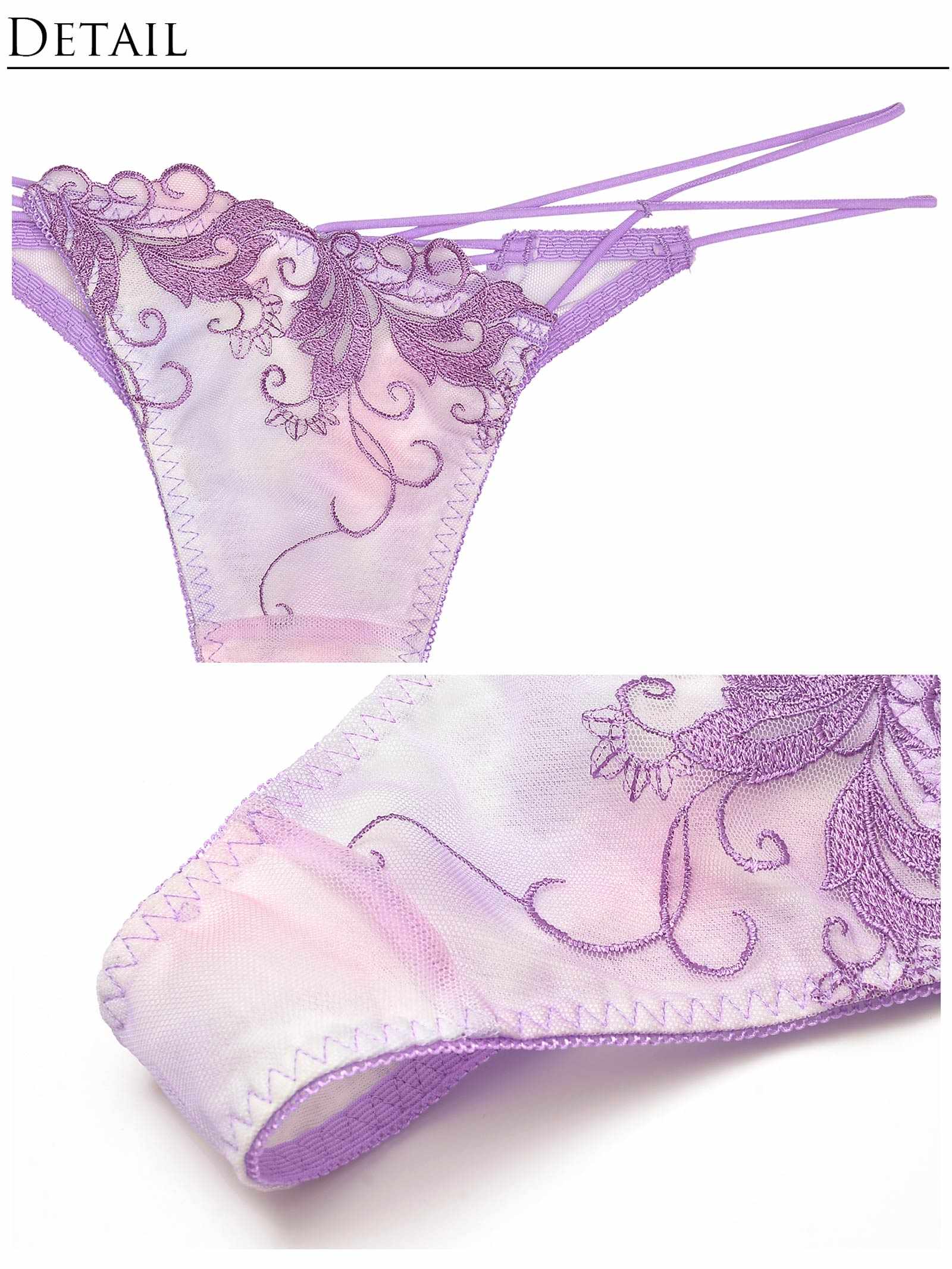 【Reinest】オーロラボタニカルブラジャー&バック透けTバックショーツ