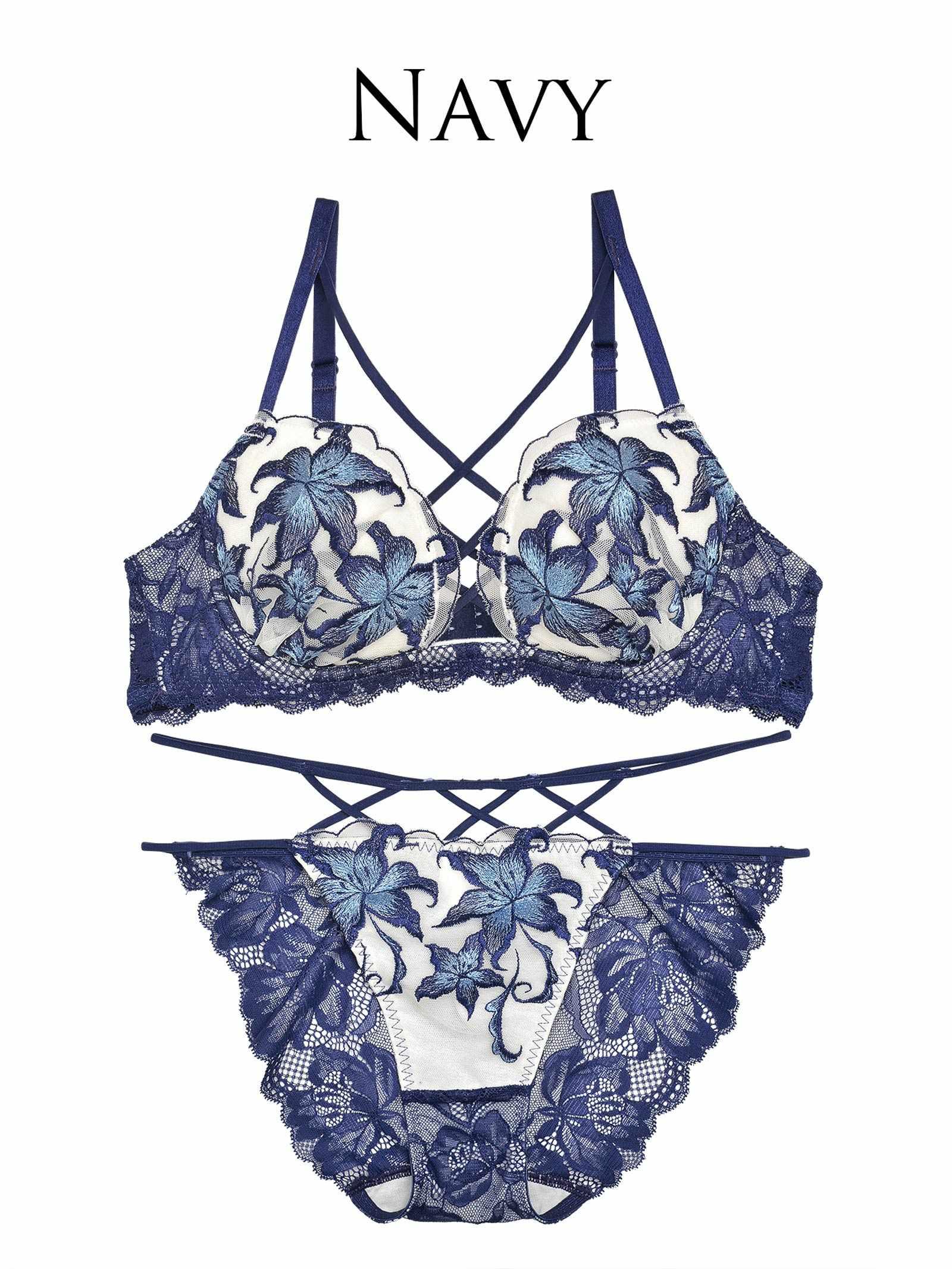 【Reinest】グラマーレースアップリリーブラジャー&バック透けフルバックショーツ - 【公式】247Lingerie