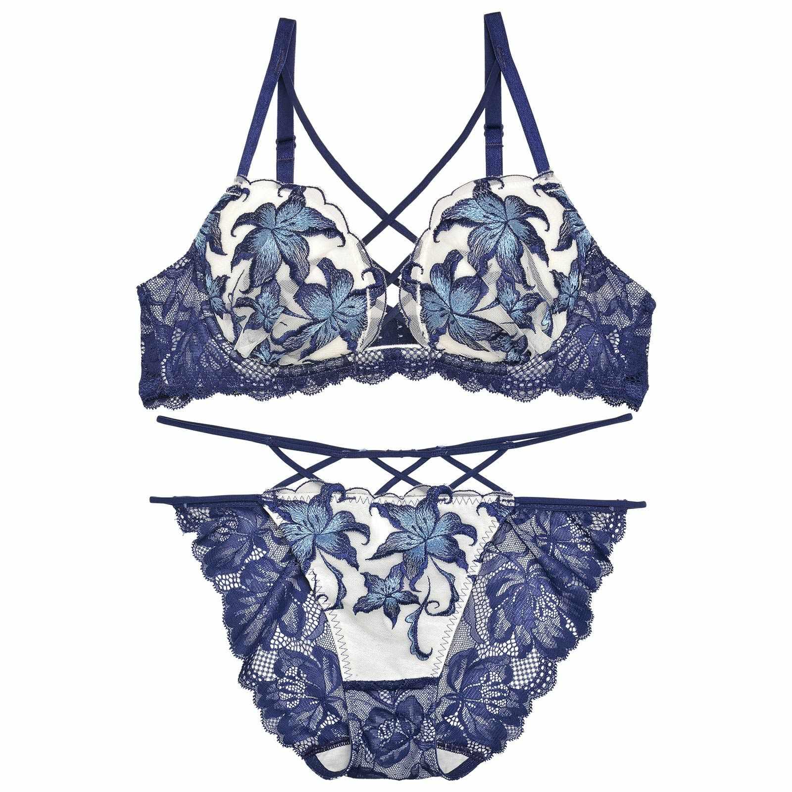 【Reinest】グラマーレースアップリリーブラジャー&バック透けフルバックショーツ - 【公式】247Lingerie