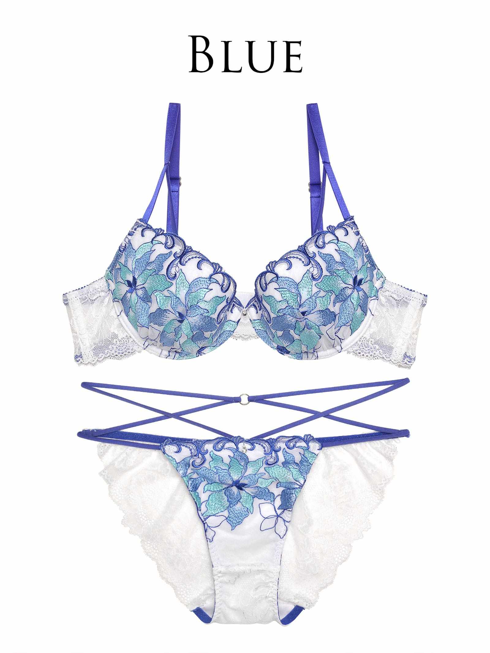 【Reinest】シャインブルームエンブロイダリーブラジャー&バック透けフルバックショーツ