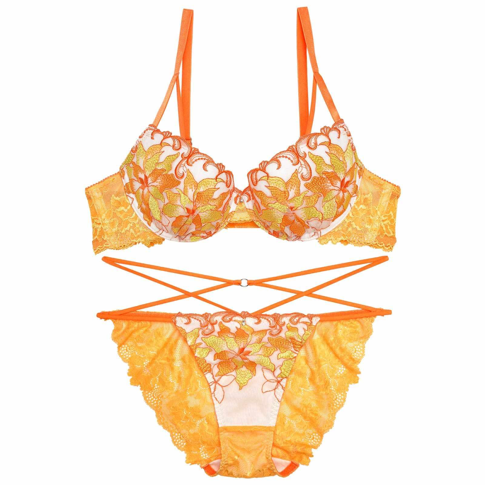 【Reinest】シャインブルームエンブロイダリーブラジャー&バック透けフルバックショーツ - 【公式】247Lingerie