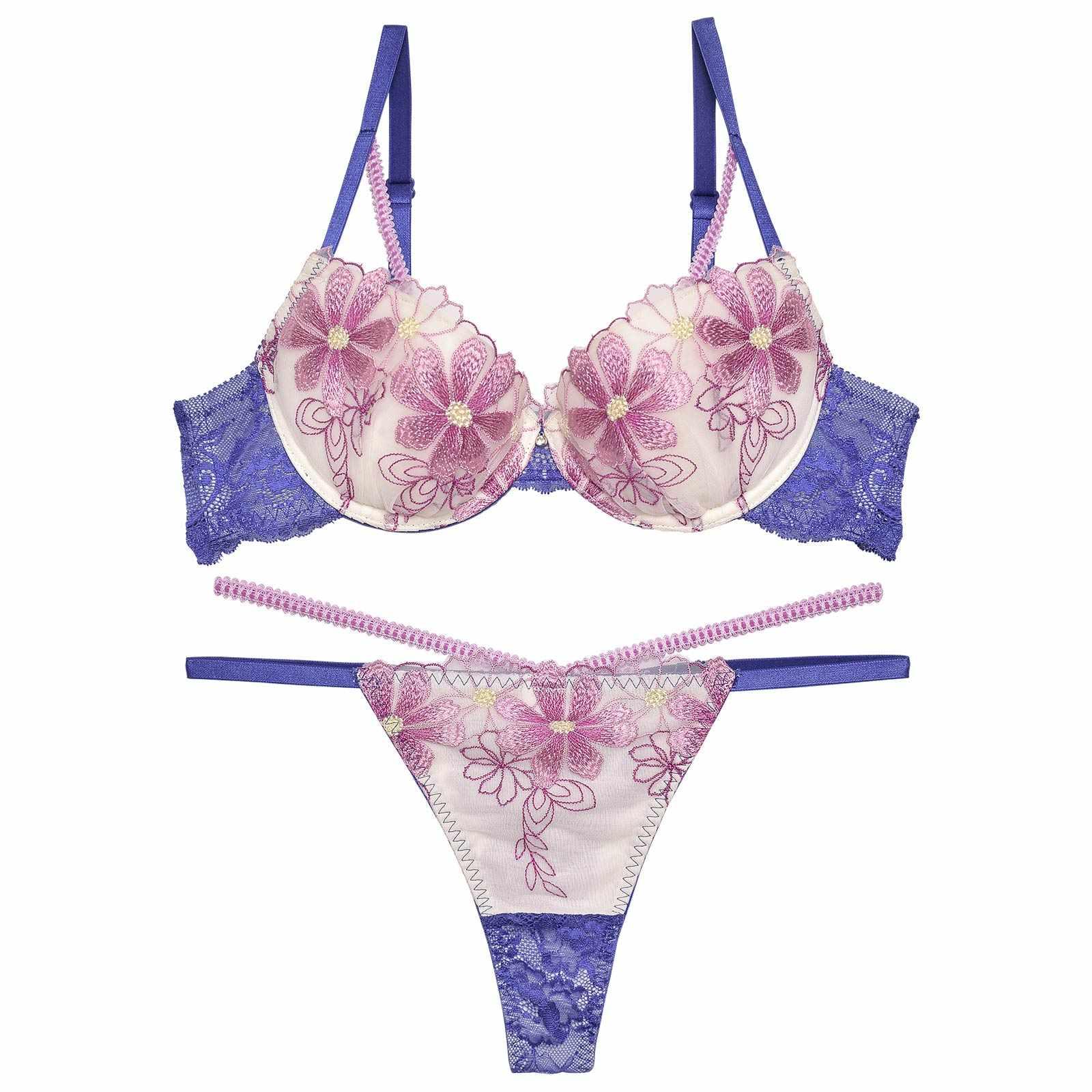 【Reinest】トゥインクルマーガレットペタルブラジャー&バック透けTバックショーツ - 【公式】247Lingerie