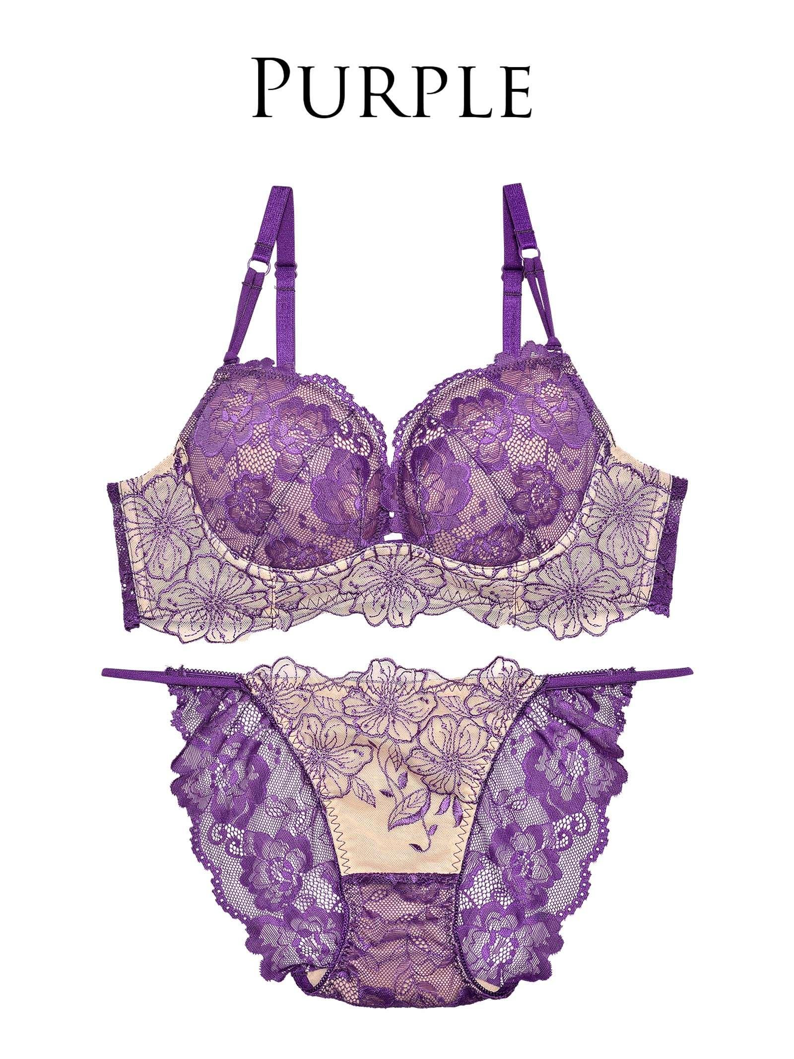 【Reinest】SEXYレース花柄ブラジャー&バック透けフルバックショーツ - 【公式】247Lingerie