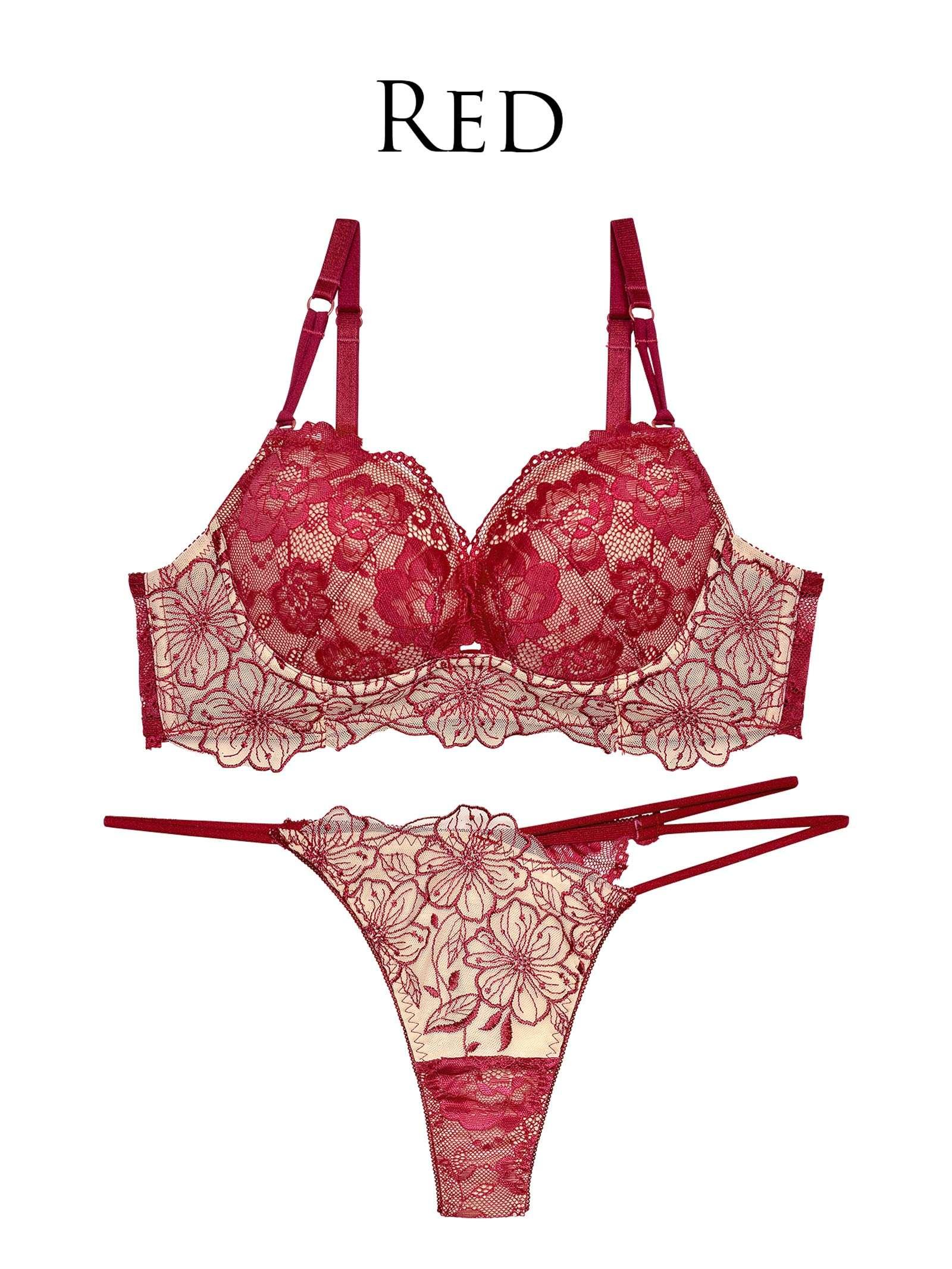 【Reinest】SEXYレース花柄ブラジャー&バック透けTバックショーツ - 【公式】247Lingerie