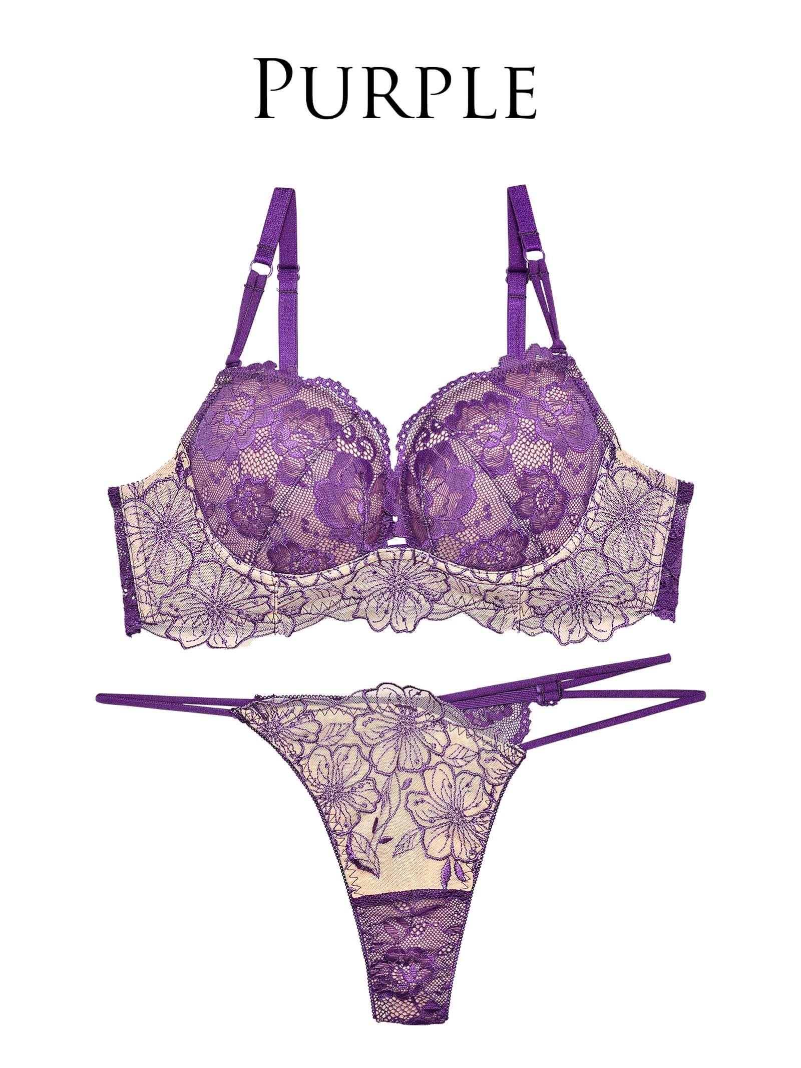 【Reinest】SEXYレース花柄ブラジャー&バック透けTバックショーツ - 【公式】247Lingerie