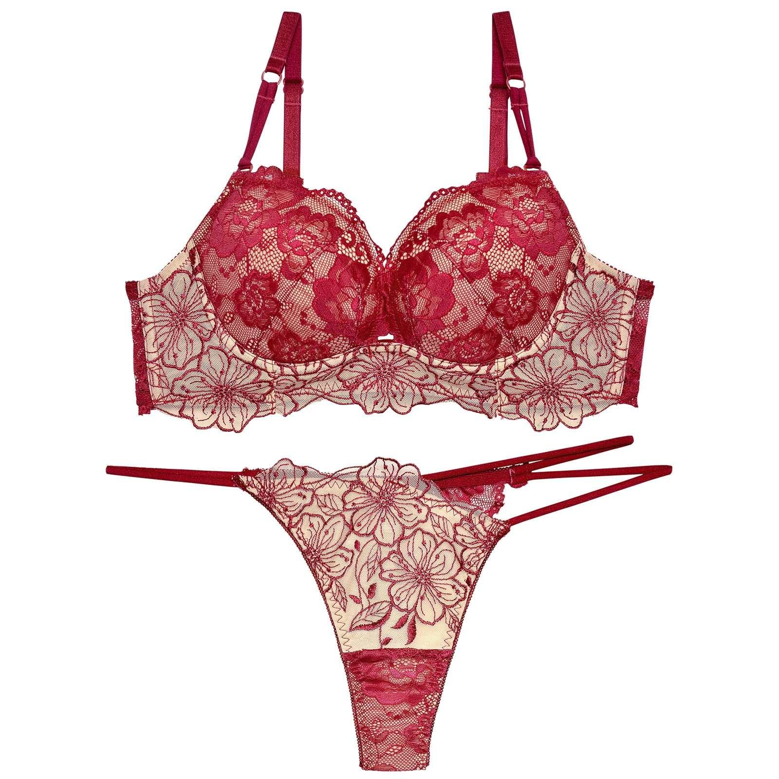 【Reinest】SEXYレース花柄ブラジャー&バック透けTバックショーツ - 【公式】247Lingerie