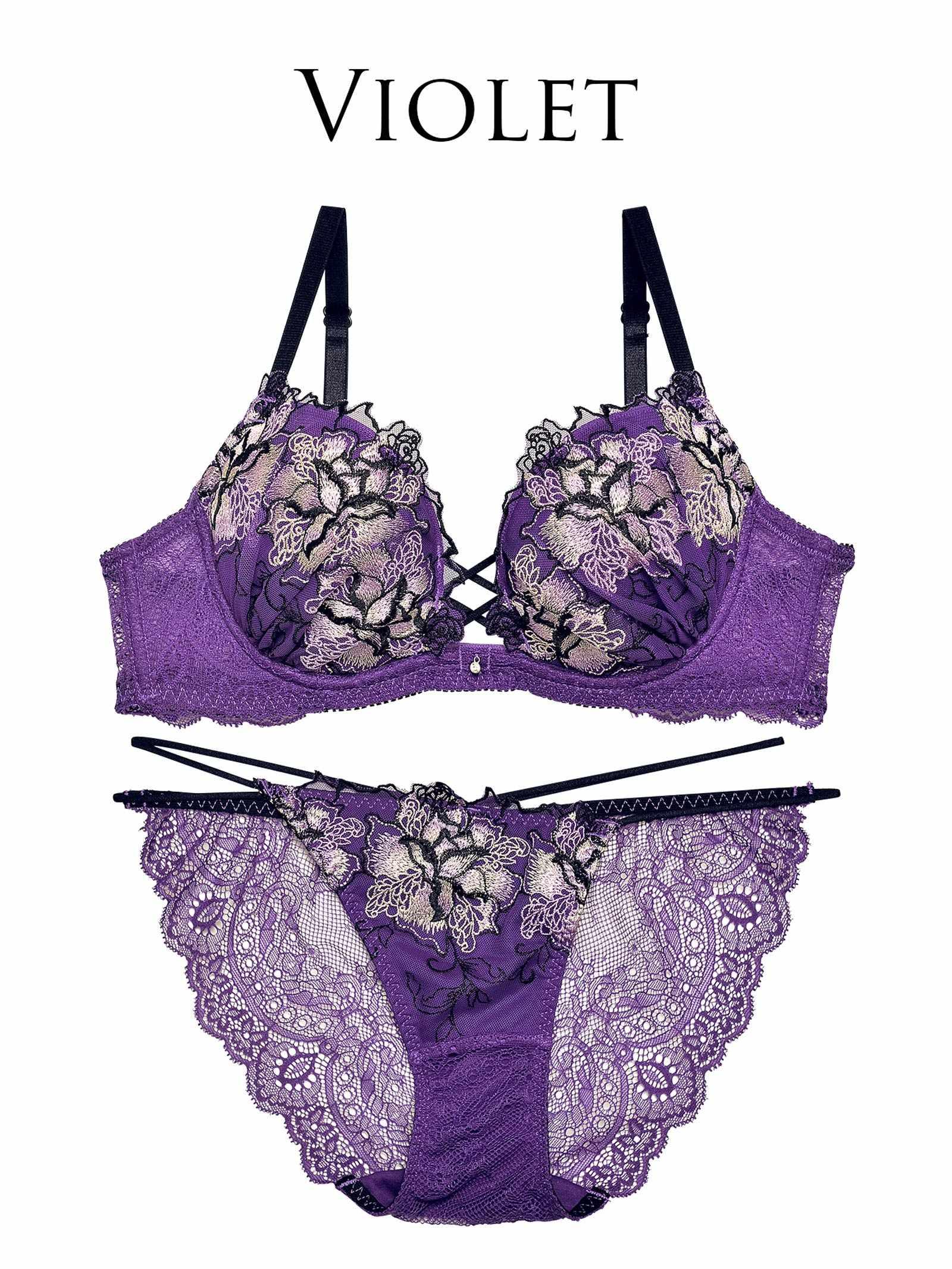 1/24再販!【Reinest】ファブリックレースアップフラワーブラジャー&バック透けフルバックショーツ - 【公式】247Lingerie