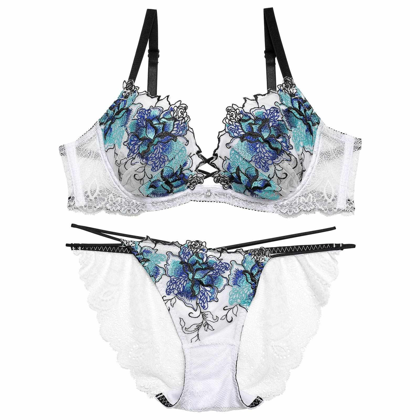 1/24再販!【Reinest】ファブリックレースアップフラワーブラジャー&バック透けフルバックショーツ - 【公式】247Lingerie