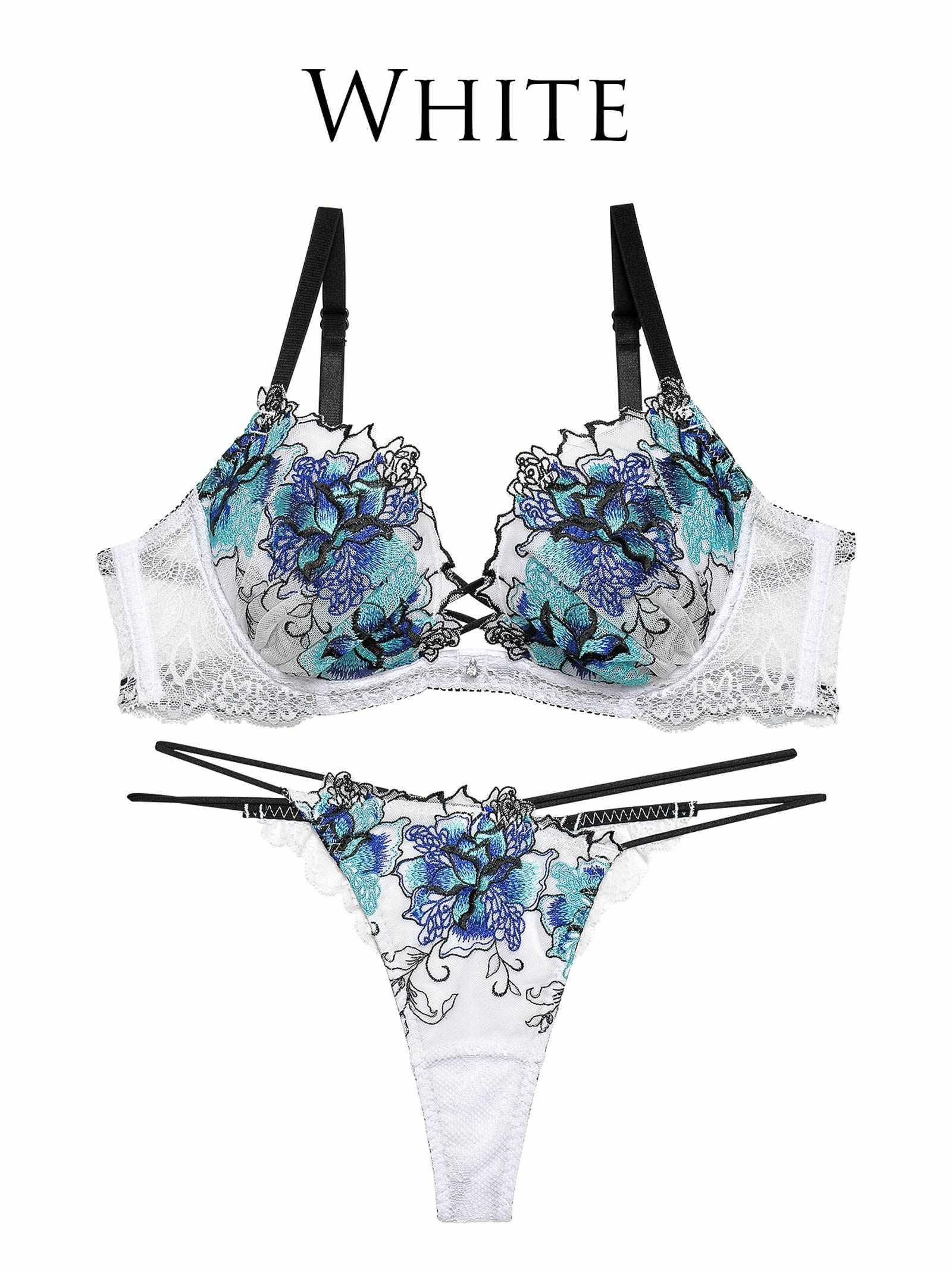 1/24再販!【Reinest】ファブリックレースアップフラワーブラジャー&バック透けTバックショーツ - 【公式】247Lingerie