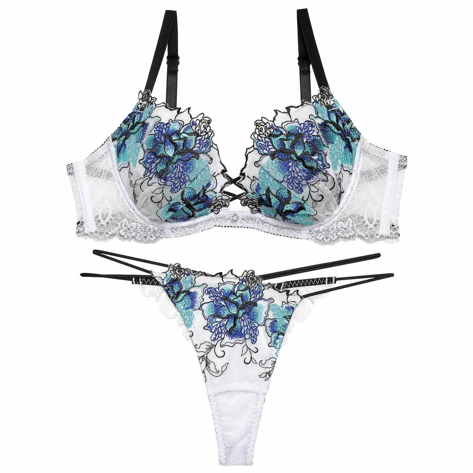 1/24再販!【Reinest】ファブリックレースアップフラワーブラジャー&バック透けTバックショーツ - 【公式】247Lingerie