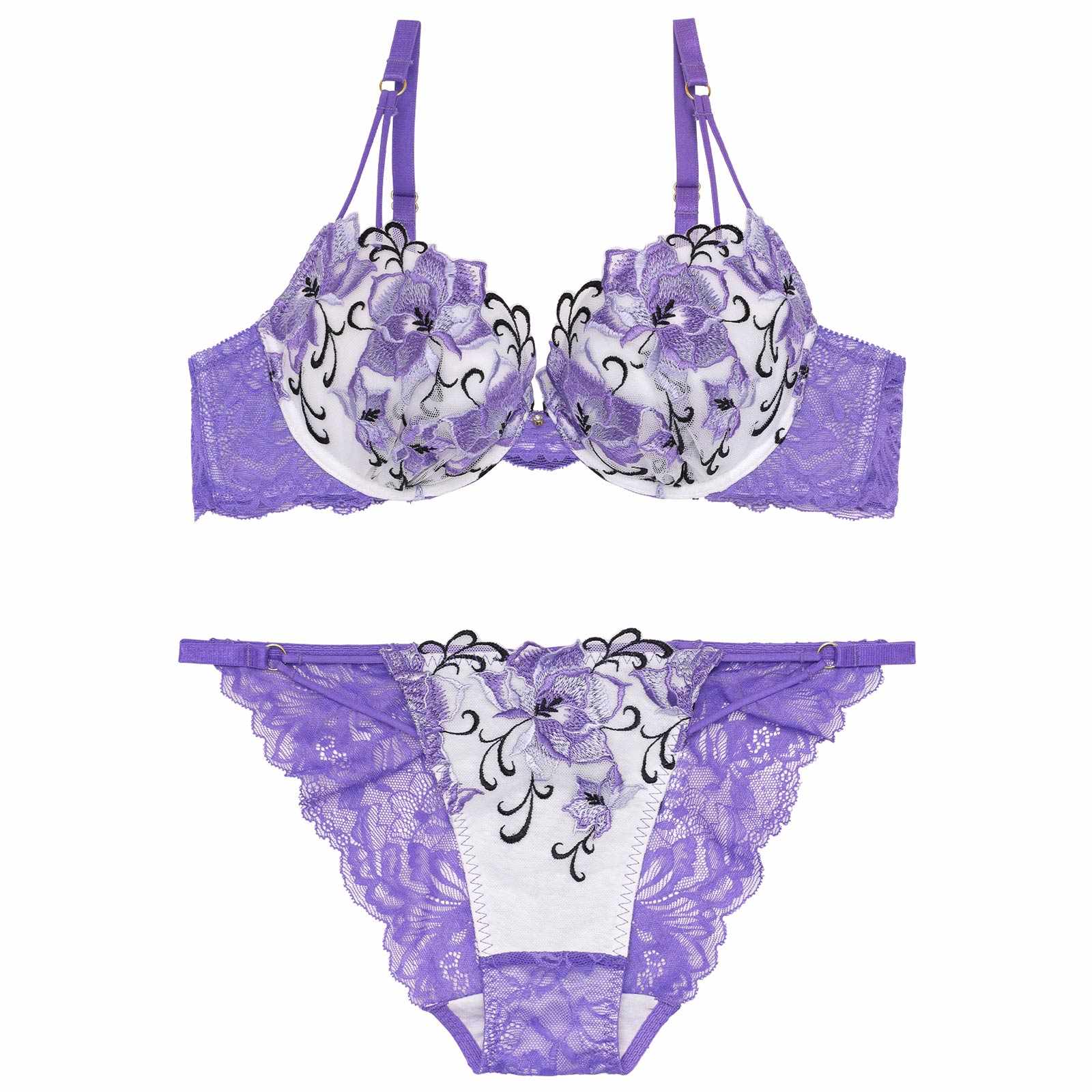 【Reinest】ミスティックアイビーフルールブラジャー&バック透けフルバックショーツ