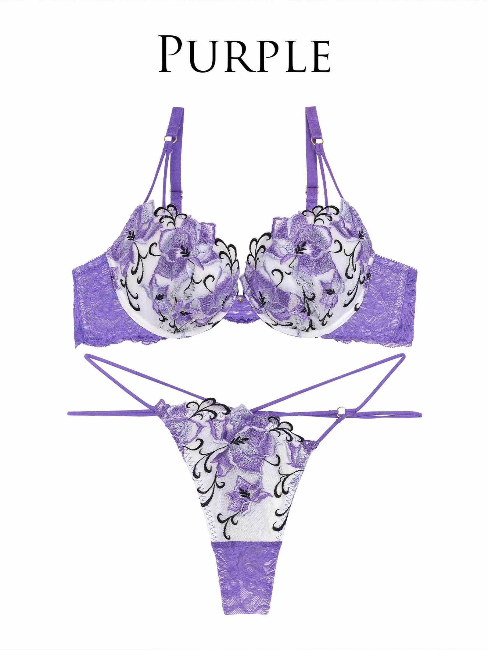 【Reinest】ミスティックアイビーフルールブラジャー&バック透けTバックショーツ - 【公式】247Lingerie