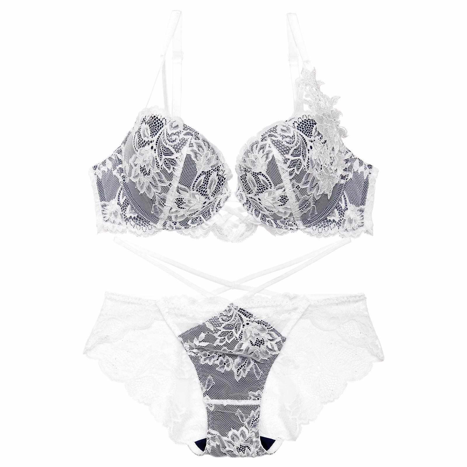 【Reinest】ミスティックレーシィクロスブラジャー&バック透けフルバックショーツ