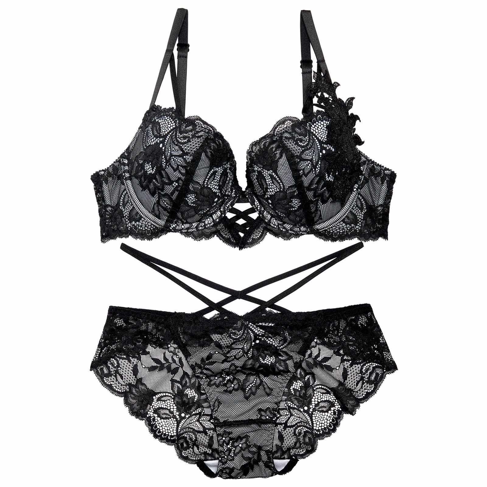 【Reinest】ミスティックレーシィクロスブラジャー&バック透けフルバックショーツ