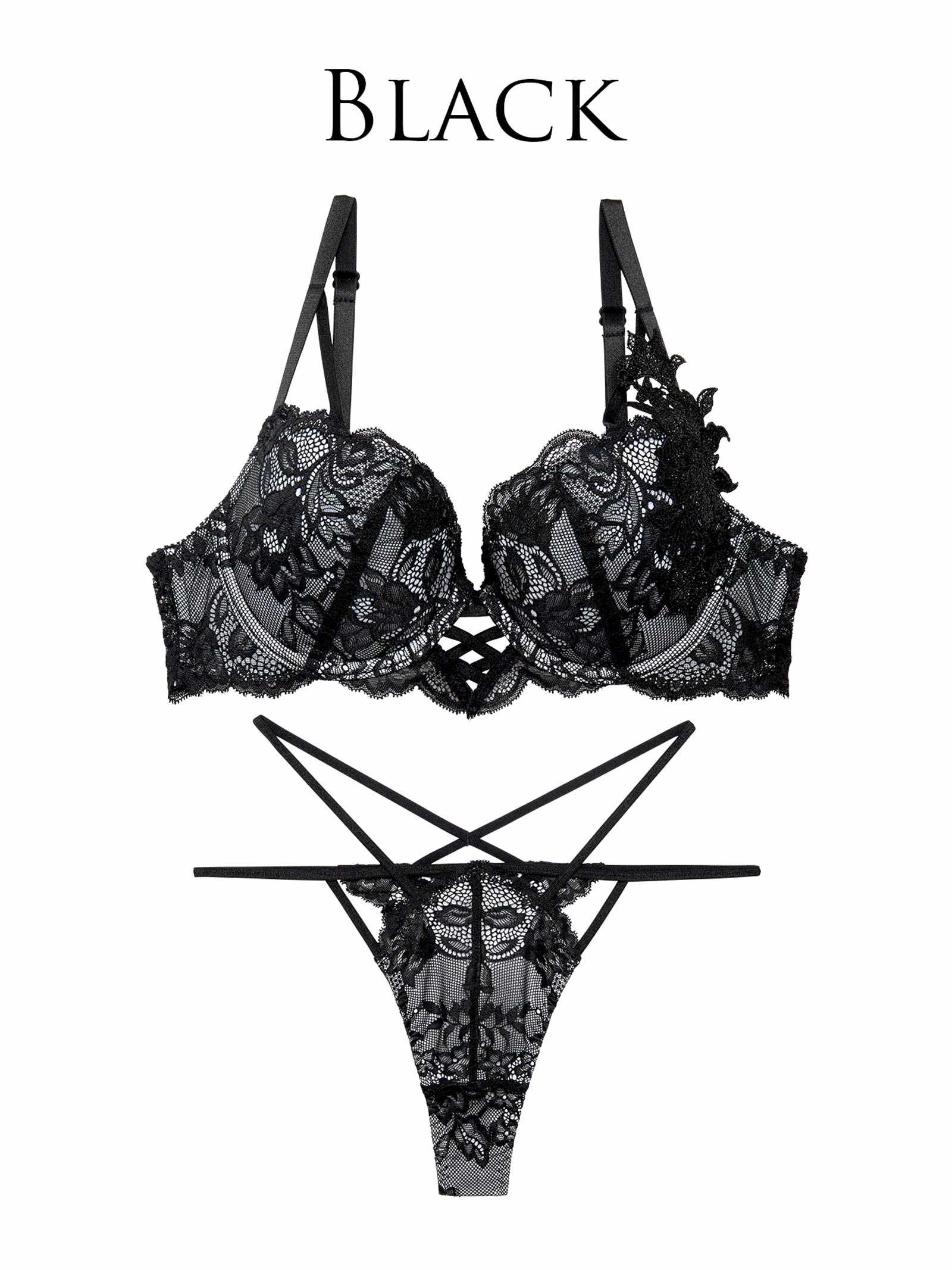 1/17再販!【Reinest】ミスティックレーシィクロスブラジャー&バック透けTバックショーツ - 【公式】247Lingerie