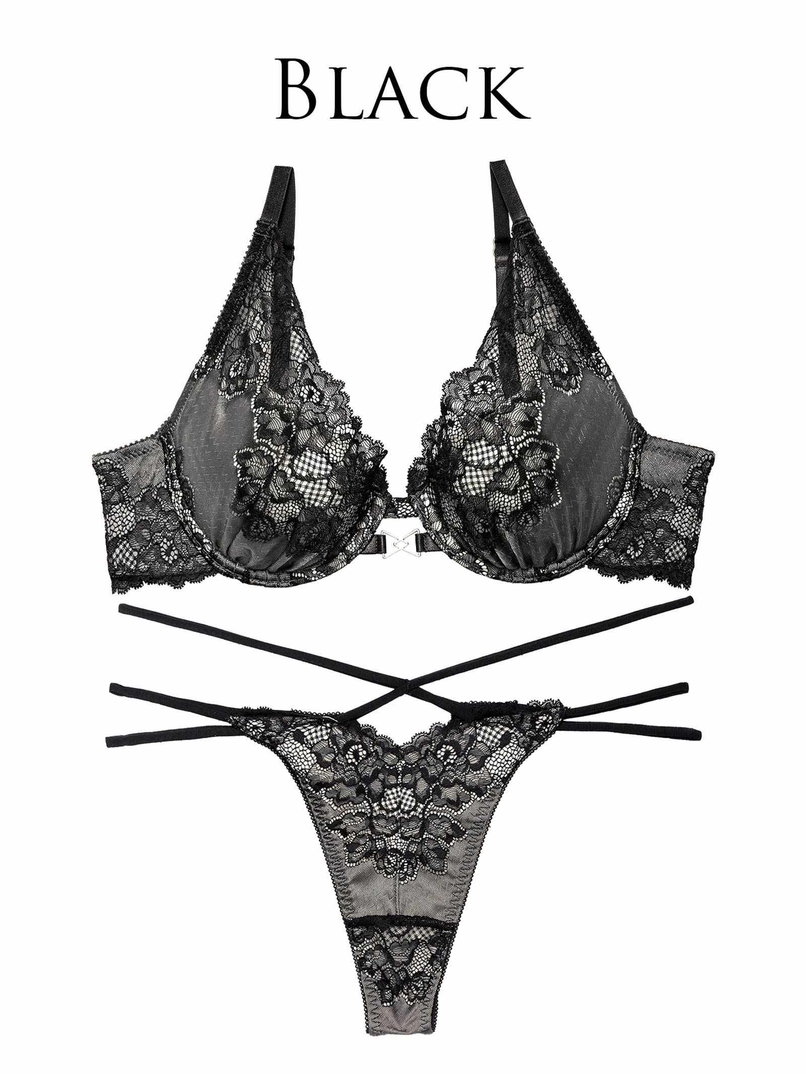 【永尾まりや着用】【Reinest】ダズリンシアーブルーミングブラジャー&バック透けTバックショーツ - 【公式】247Lingerie