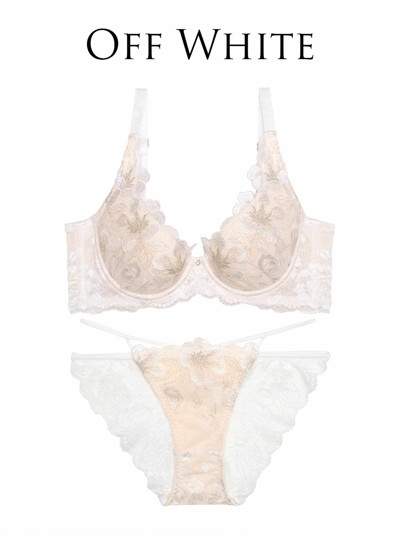 9/10新作!【永尾まりや着用】【Reinest】グリッターリュクスフラワーブラジャー&バック透けフルバックショーツ