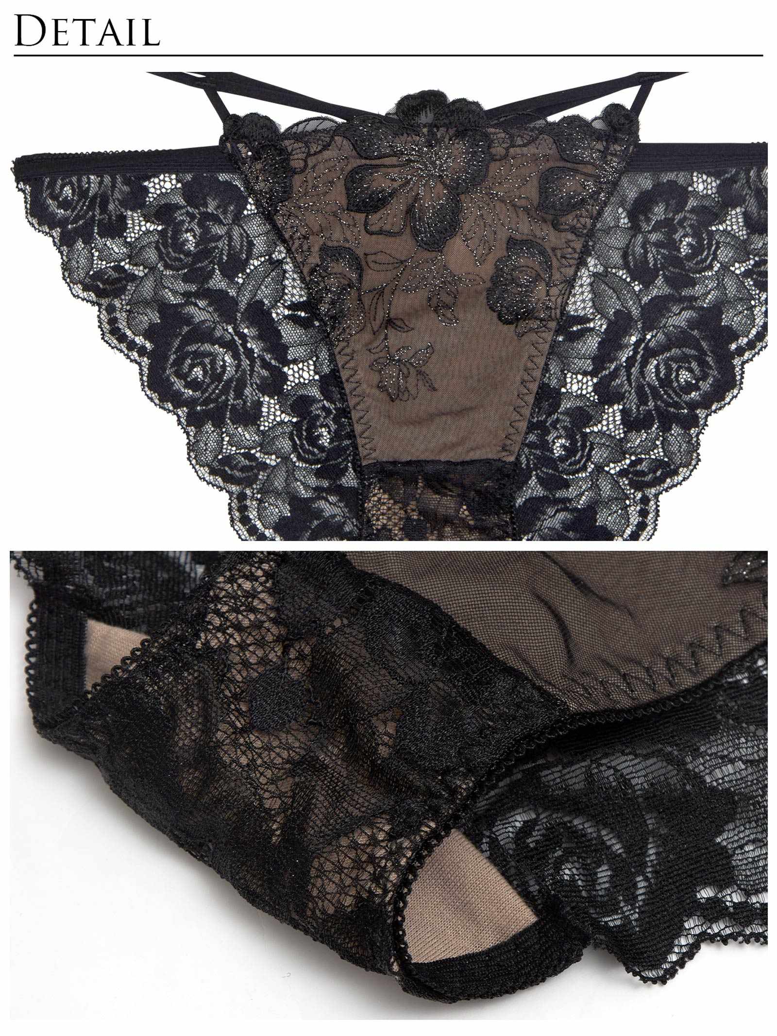 9/10新作!【永尾まりや着用】【Reinest】グリッターリュクスフラワーブラジャー&バック透けフルバックショーツ