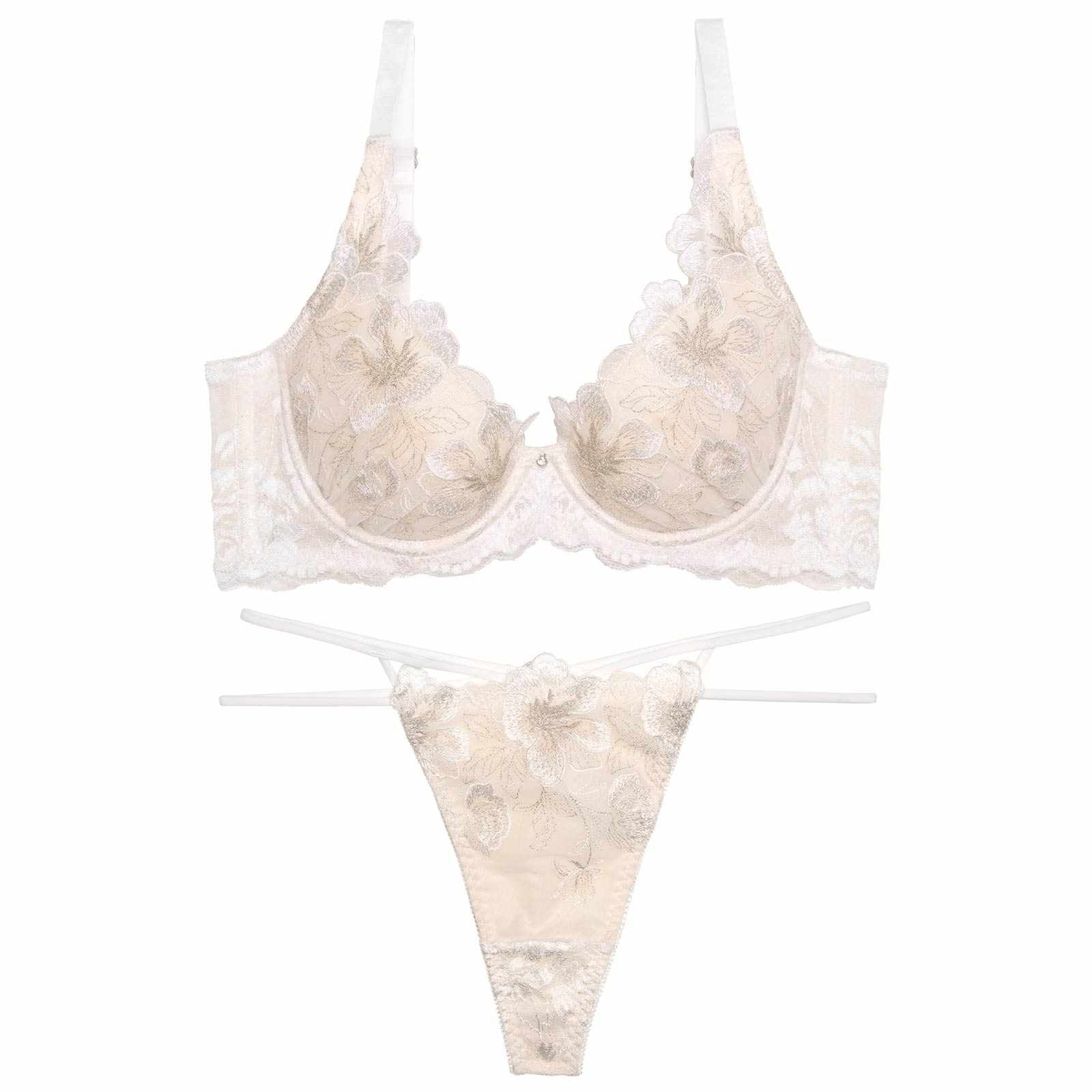 10/7再販!【永尾まりや着用】【Reinest】グリッターリュクスフラワー育乳脇高★魔法のブラジャー&バック透けTバックショーツ