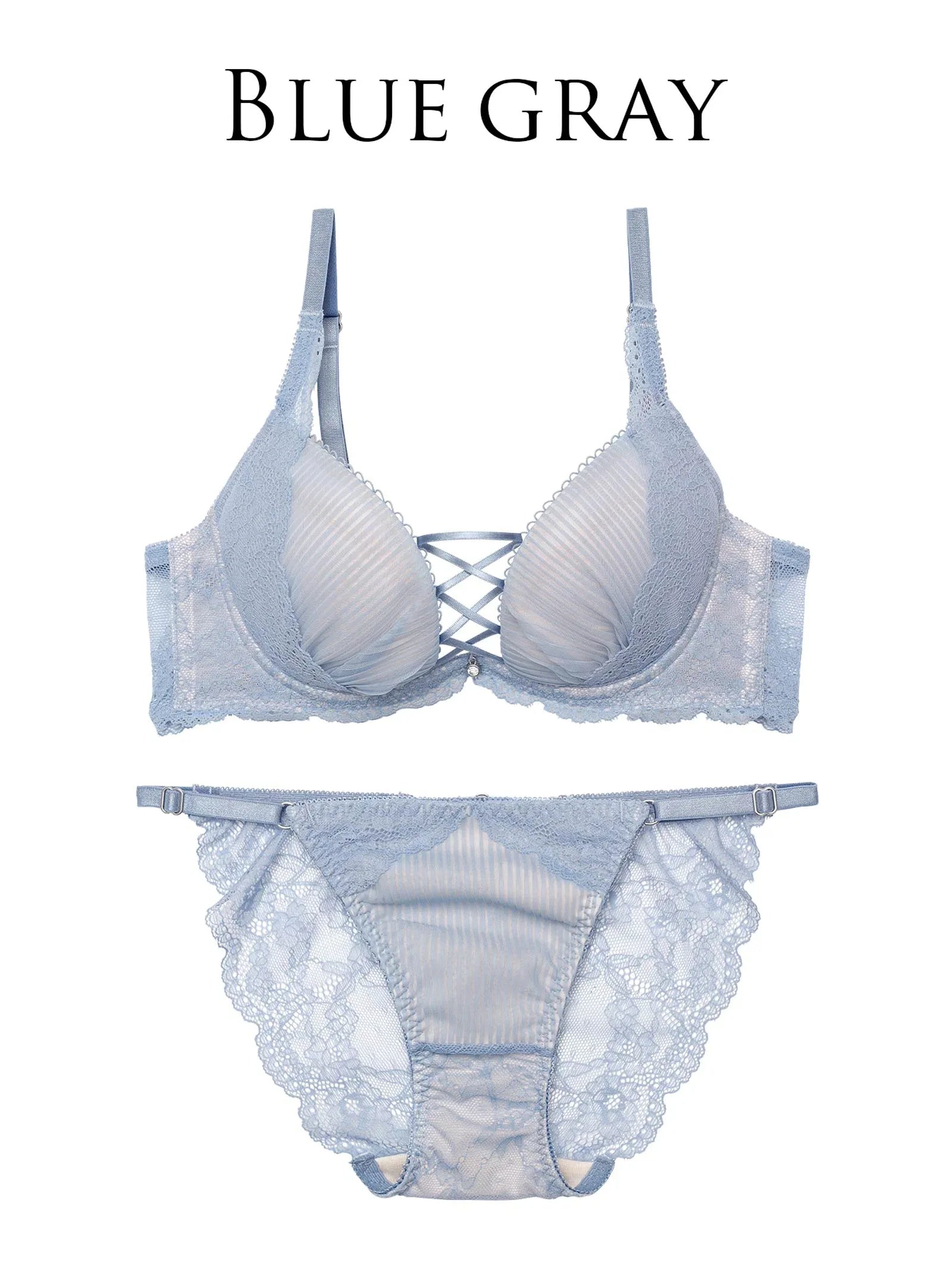 9/1新作!【永尾まりや着用】【Reinest】メロウプリーツレースアップブラジャー&バック透けフルバックショーツ