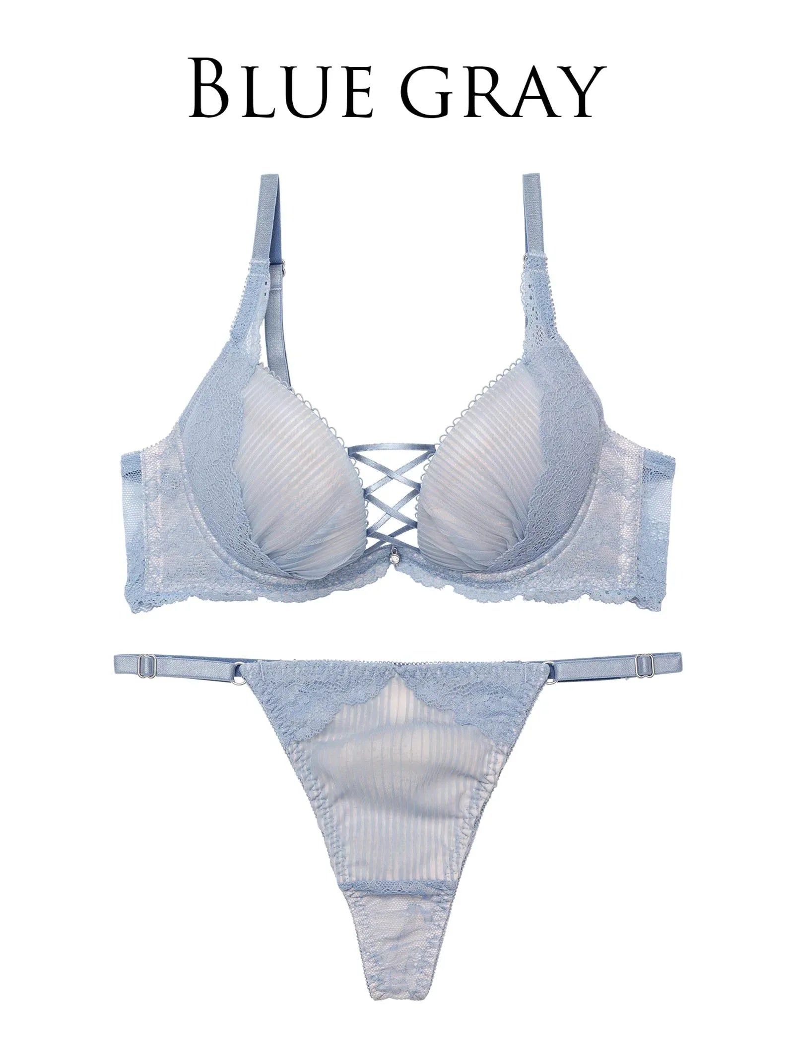 9/1新作!【永尾まりや着用】【Reinest】メロウプリーツレースアップブラジャー&バック透けTバックショーツ