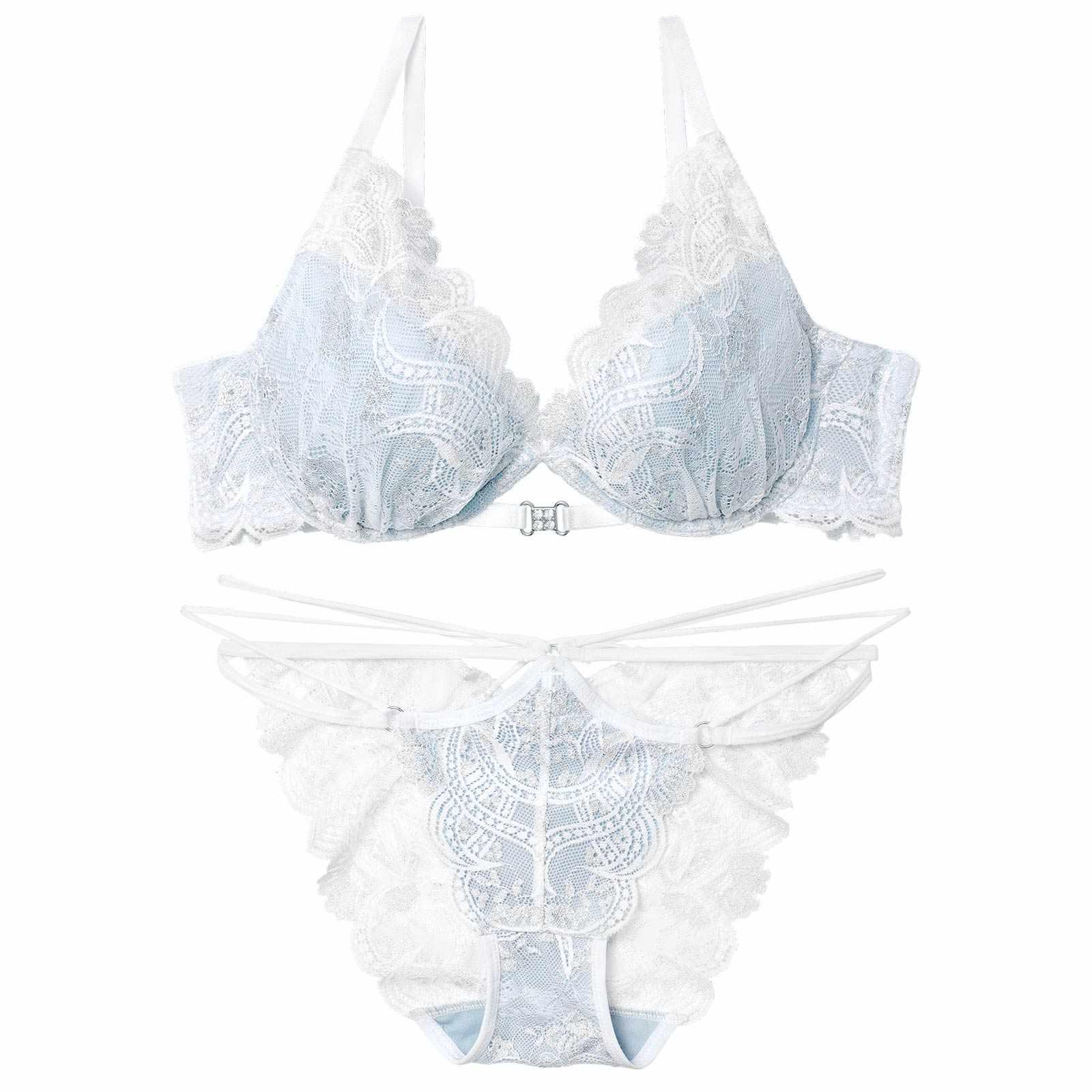 【永尾まりや着用】【Reinest】エレガントジュエルレースブラジャー&バック透けフルバックショーツ