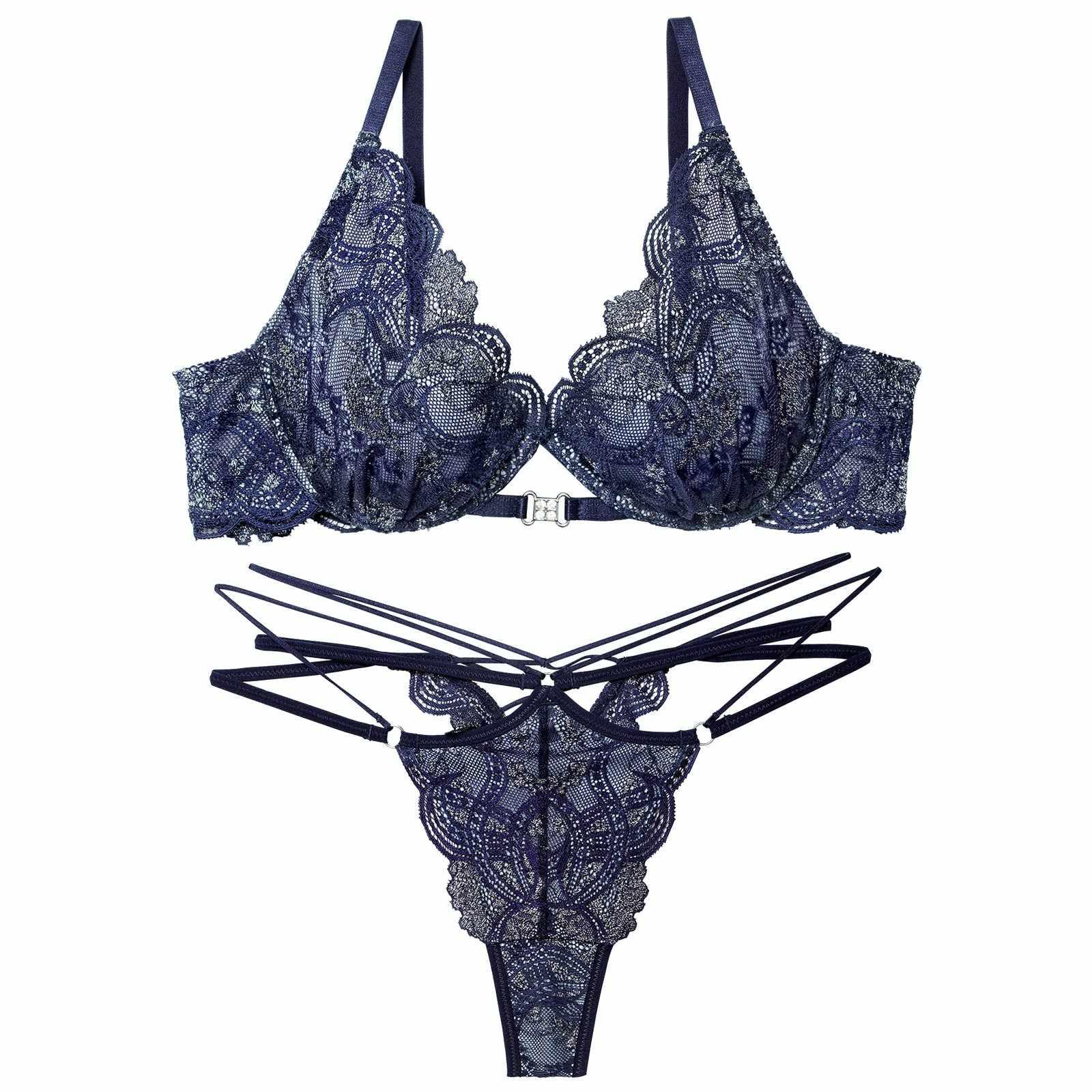 【永尾まりや着用】【Reinest】エレガントジュエルレースブラジャー&バック透けTバックショーツ