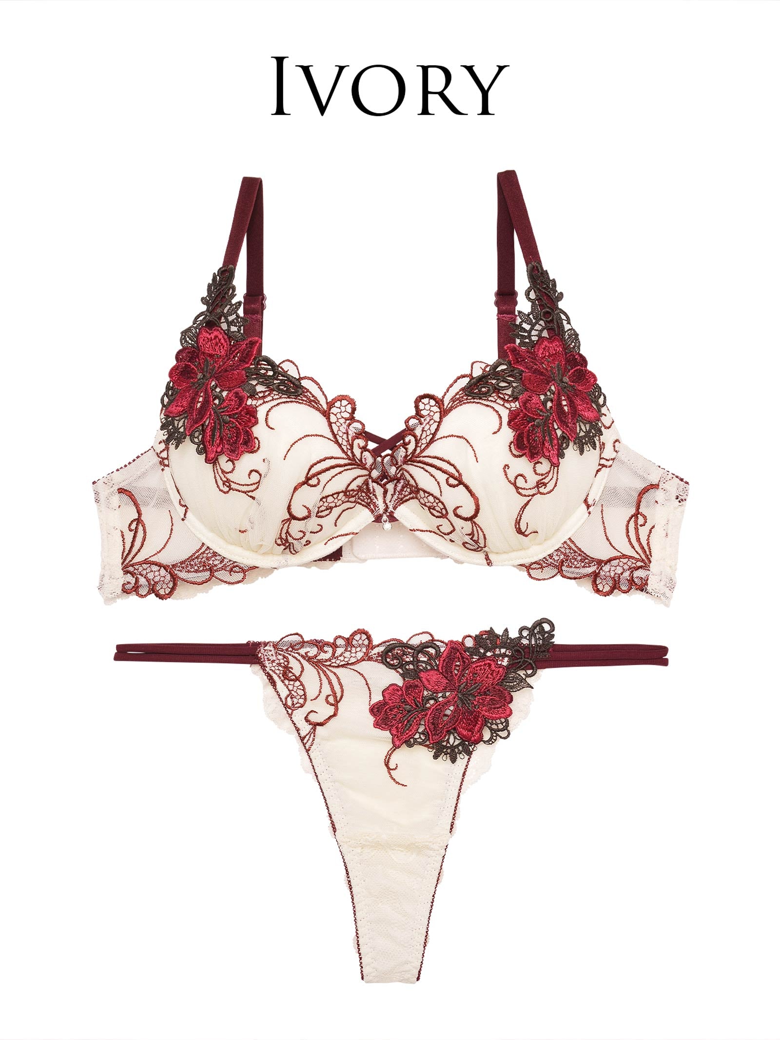 11/8再販!【Reinest】ロイヤルフラワーモチーフブラジャー&バック透けTバックショーツ