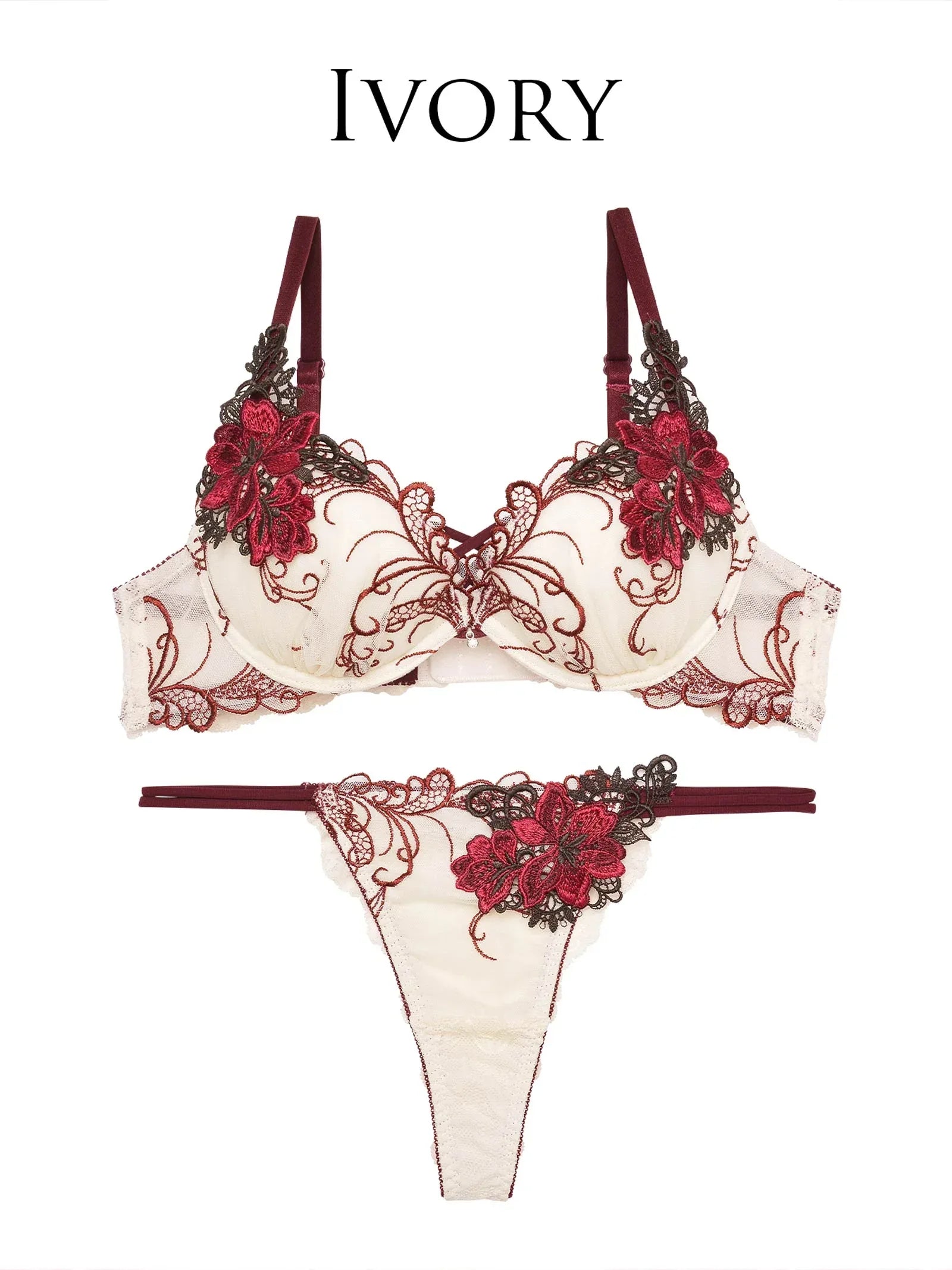 1/17再販!【Reinest】ロイヤルフラワーモチーフブラジャー&バック透けTバックショーツ - 【公式】247Lingerie