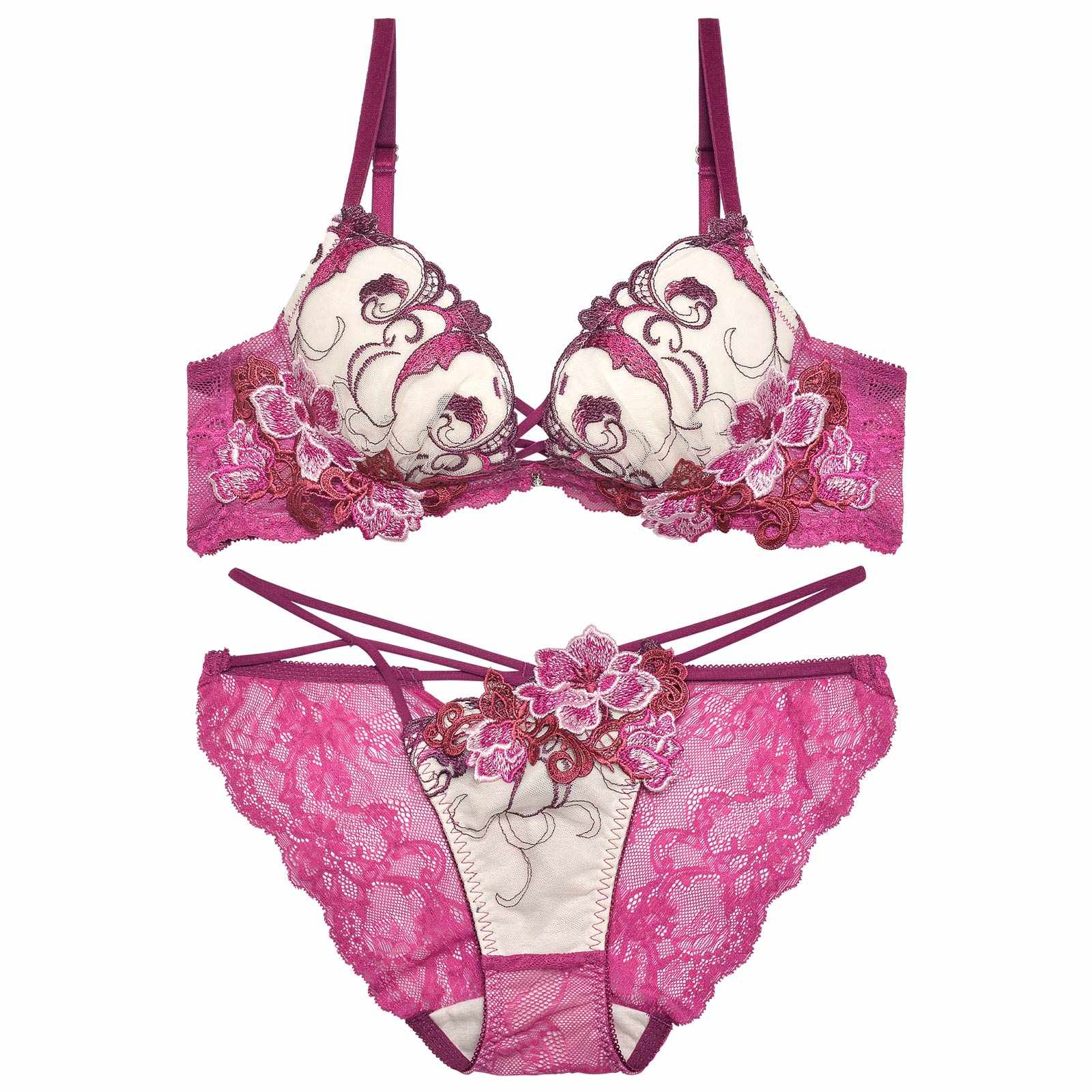 【Reinest】ビューティフルグロウフラワーブラジャー&バック透けフルバックショーツ - 【公式】247Lingerie