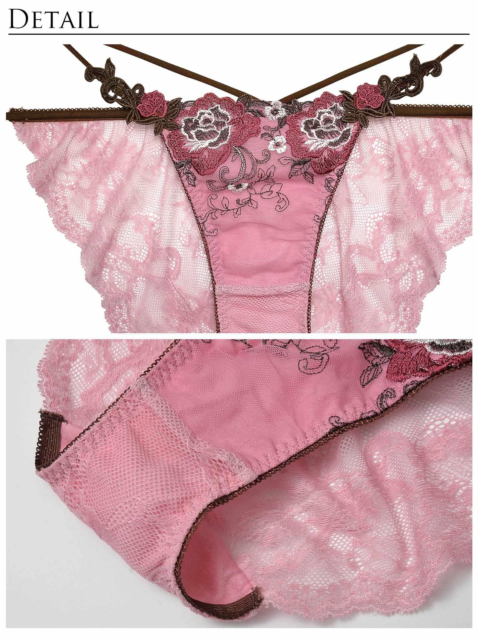 【Reinest】ノーブルロゼッタレースアップブラジャー&バック透けフルバックショーツ - 【公式】247Lingerie