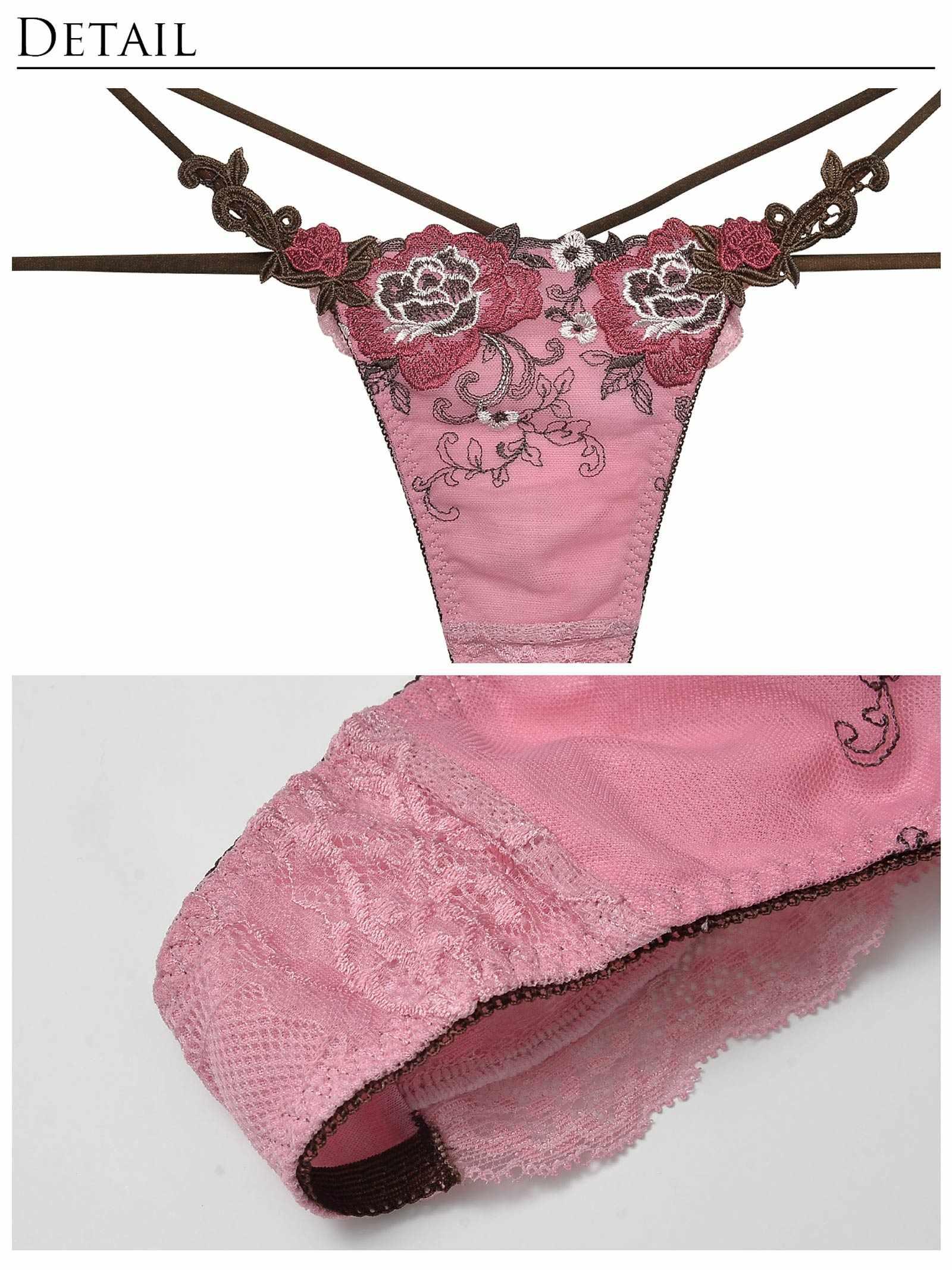 【Reinest】ノーブルロゼッタレースアップブラジャー&バック透けTバックショーツ - 【公式】247Lingerie