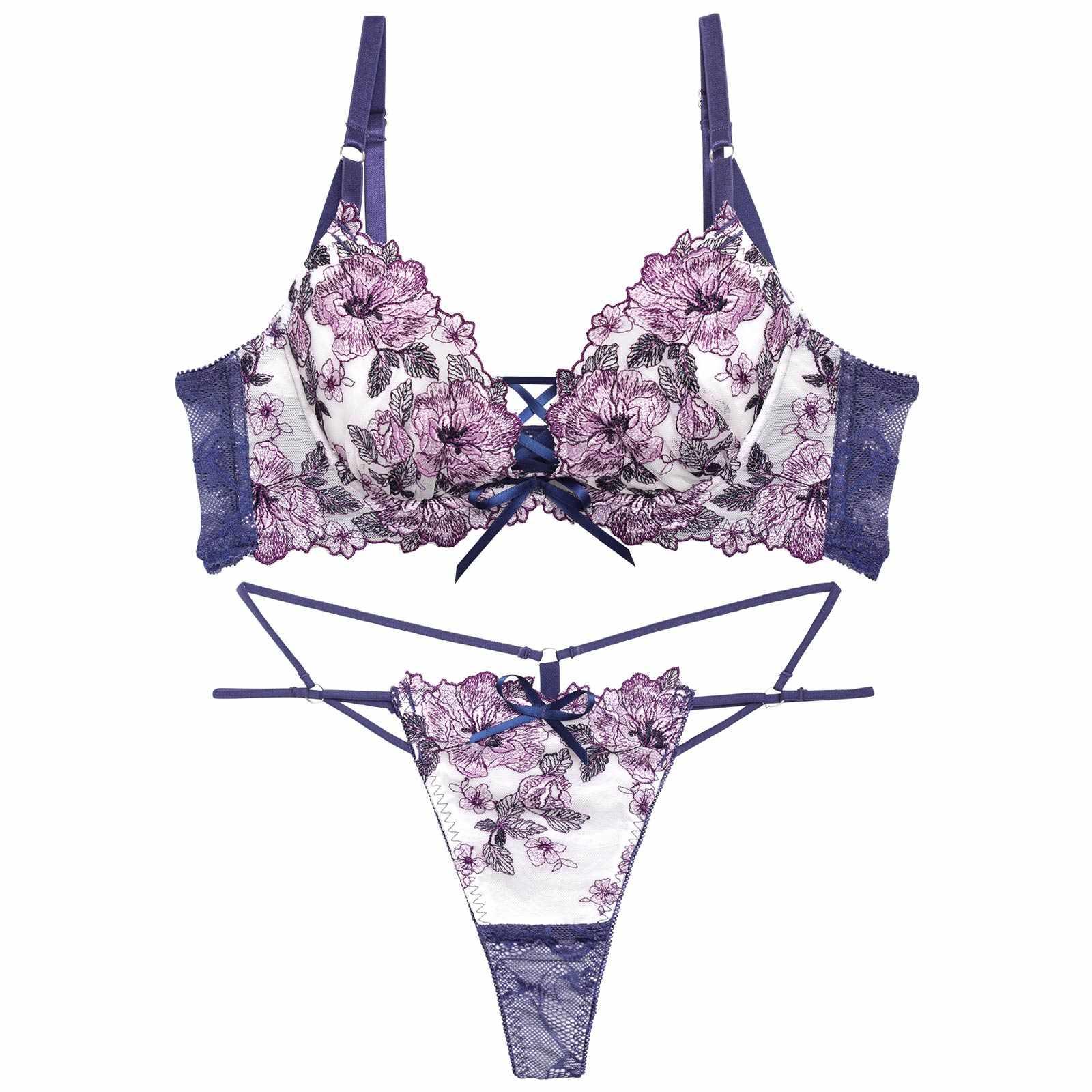 【永尾まりや着用】【Reinest】オリビアリボンフラワーブラジャー&バック透けTバックショーツ - 【公式】247Lingerie