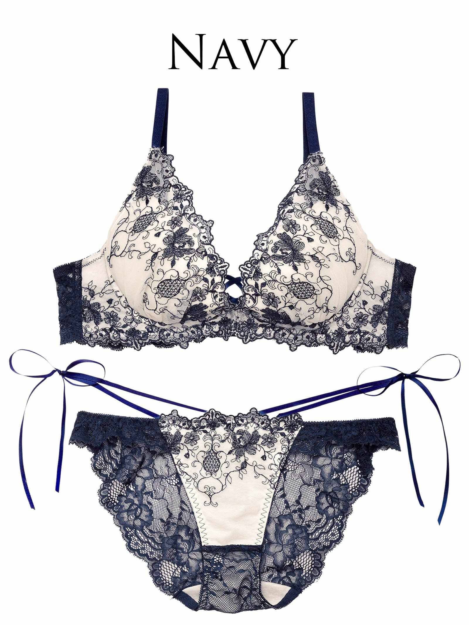 12/6新作!【永尾まりや着用】【Reinest】アンティークアイビーストリングブラジャー&バック透けフルバックショーツ