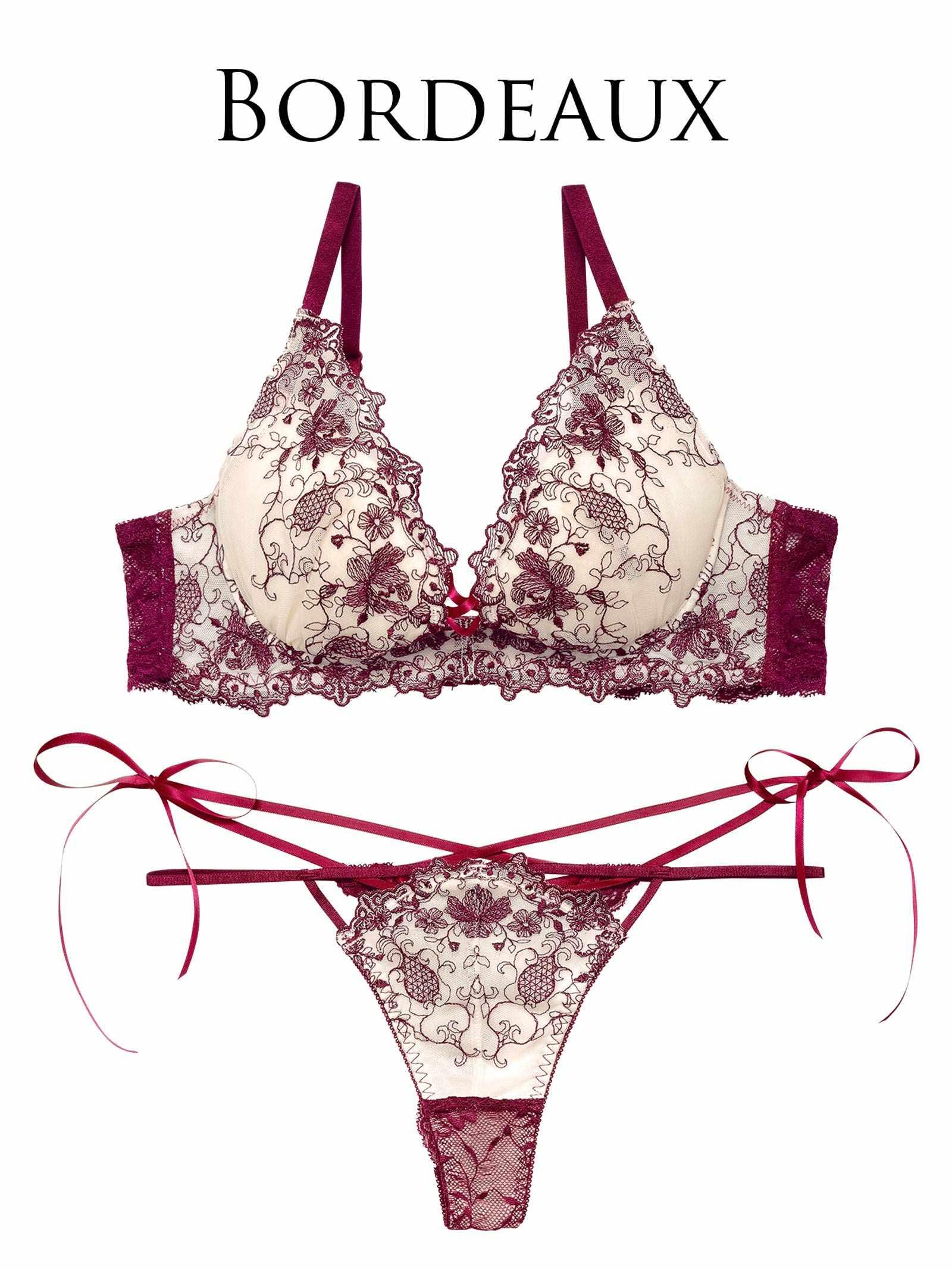 2/5再販!【永尾まりや着用】【Reinest】アンティークアイビーストリングブブラジャー&バック透けTバックショーツ - 【公式】247Lingerie