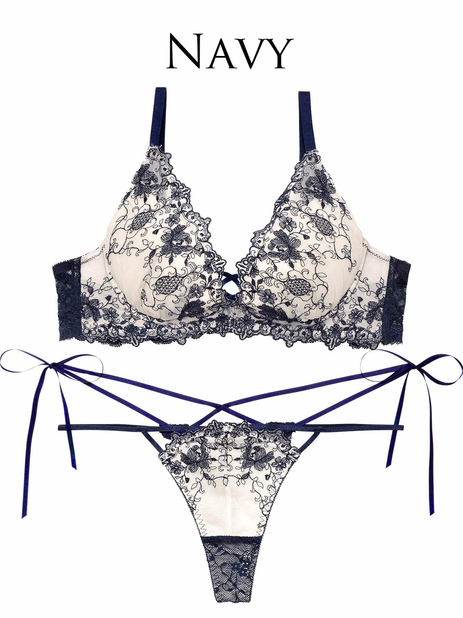 2/5再販!【永尾まりや着用】【Reinest】アンティークアイビーストリングブブラジャー&バック透けTバックショーツ - 【公式】247Lingerie