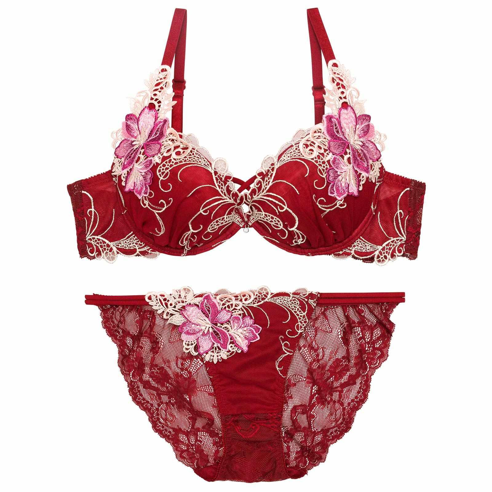 【永尾まりや着用】【Reinest】ロイヤルフラワーモチーフブラジャー&バック透けフルバックショーツ - 【公式】247Lingerie