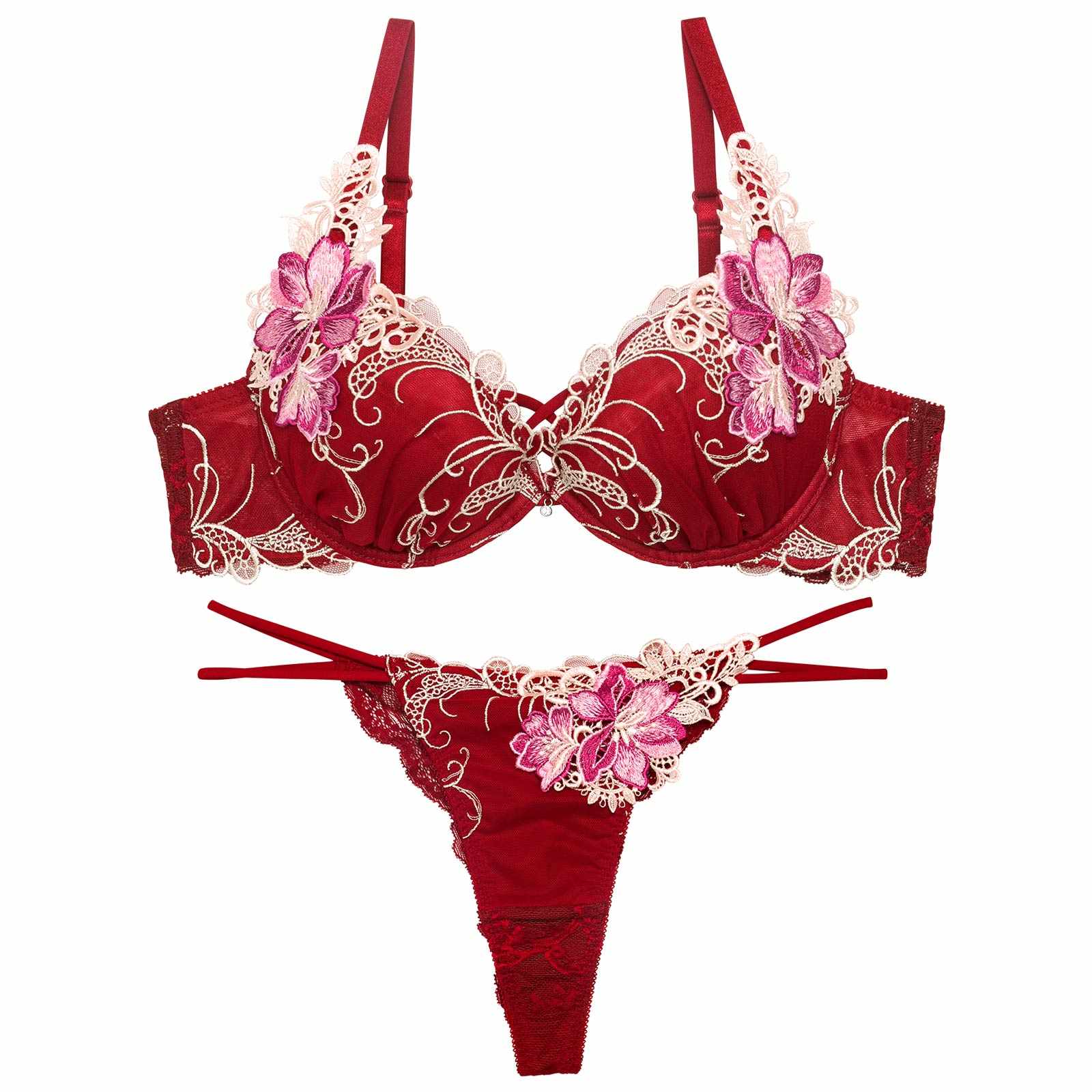 【永尾まりや着用】【Reinest】ロイヤルフラワーモチーフブラジャー&バック透けTバックショーツ - 【公式】247Lingerie