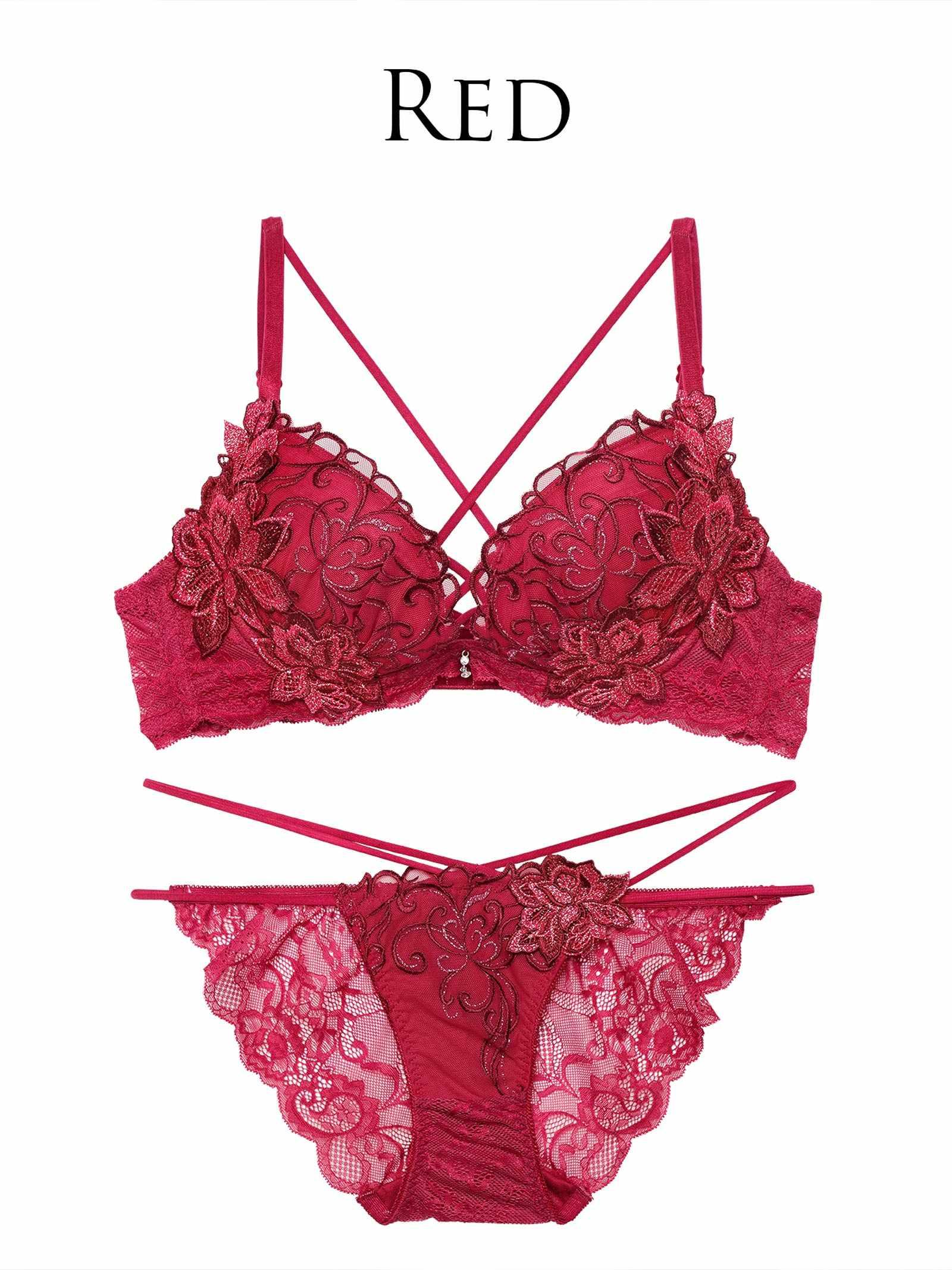 【永尾まりや着用】【Reinest】レーヴブロッサムレースアップブラジャー&バック透けフルバックショーツ - 【公式】247Lingerie