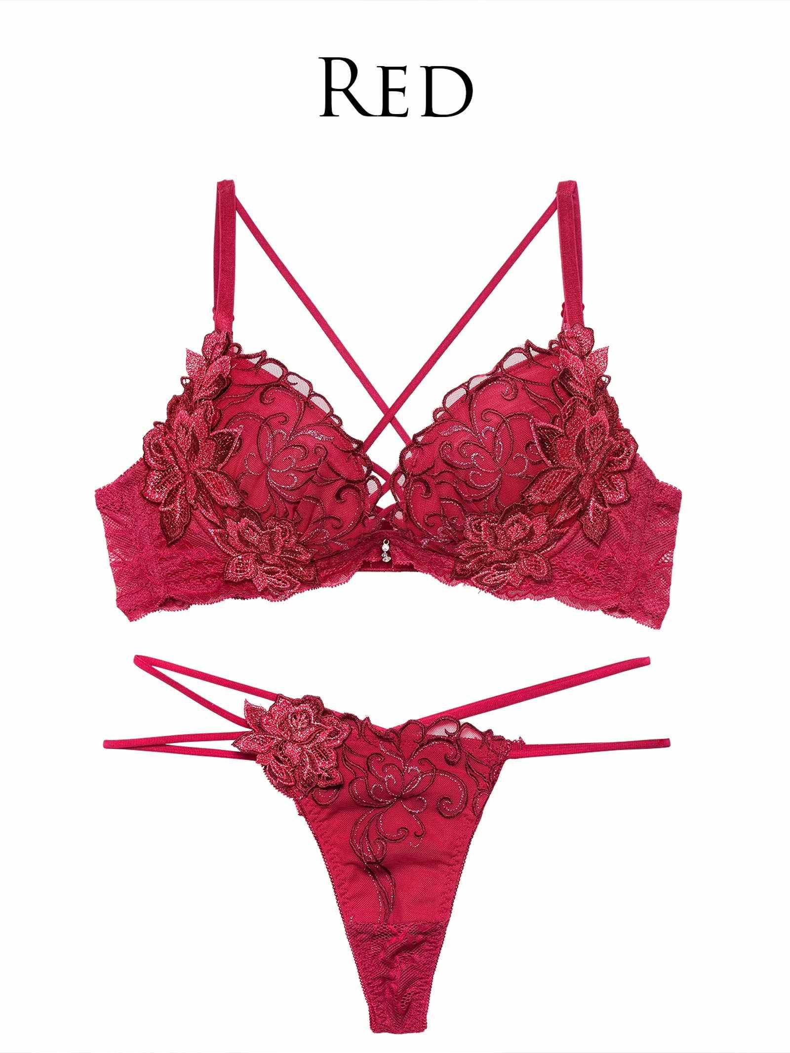 【永尾まりや着用】【Reinest】レーヴブロッサムレースアップブラジャー&バック透けTバックショーツ - 【公式】247Lingerie